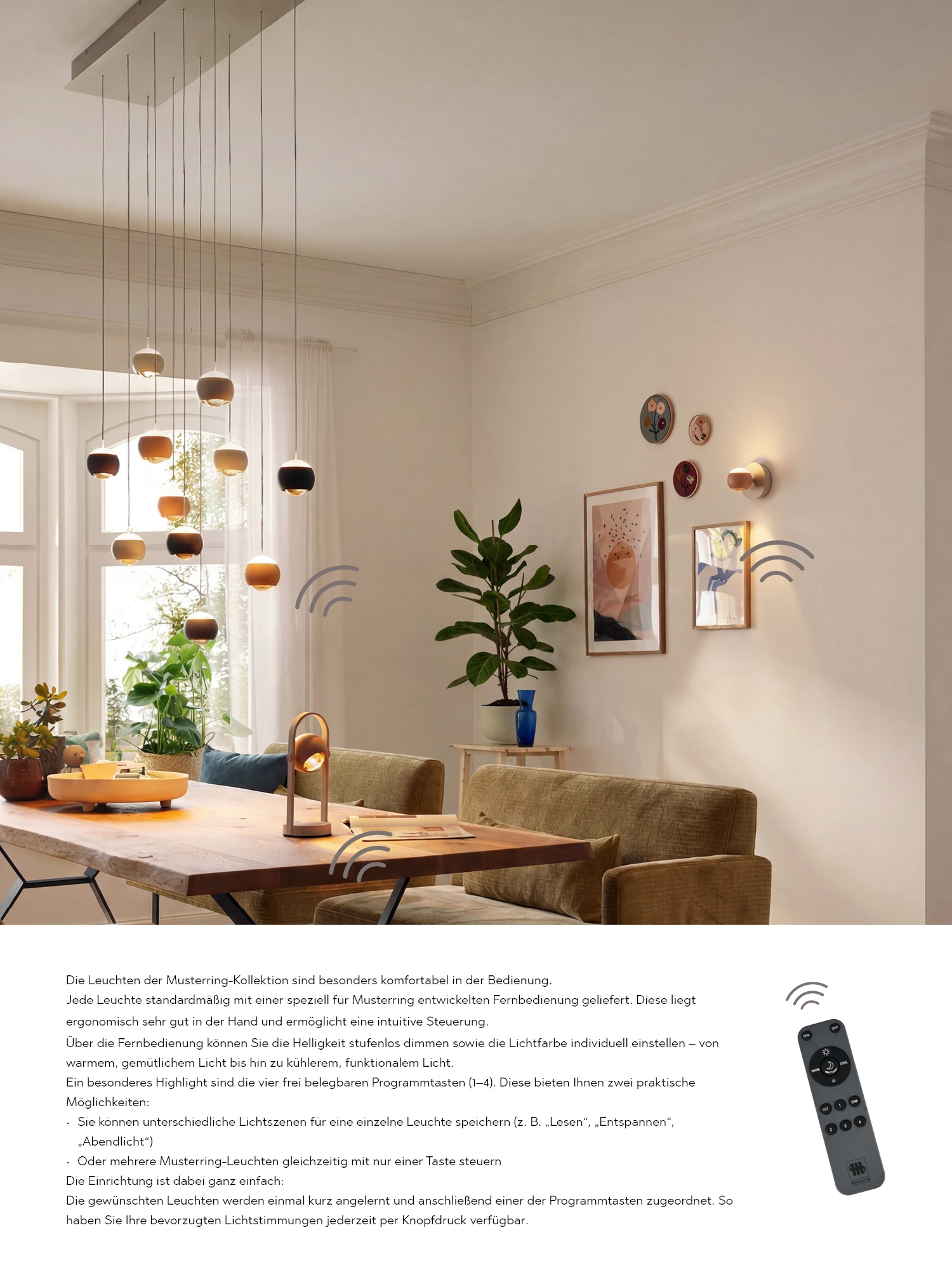 Musterring LED Pendelleuchte »CANNON, 11-flammige LED Hängelampe 5W 500Lumen 2300-4000K CCT« LED-Board 1 Stk. Farbwechsler | warmweiß - kaltweiß mit Fernbedienung, stufenlos höhenverstellbar max 195cm dimmbar Memory