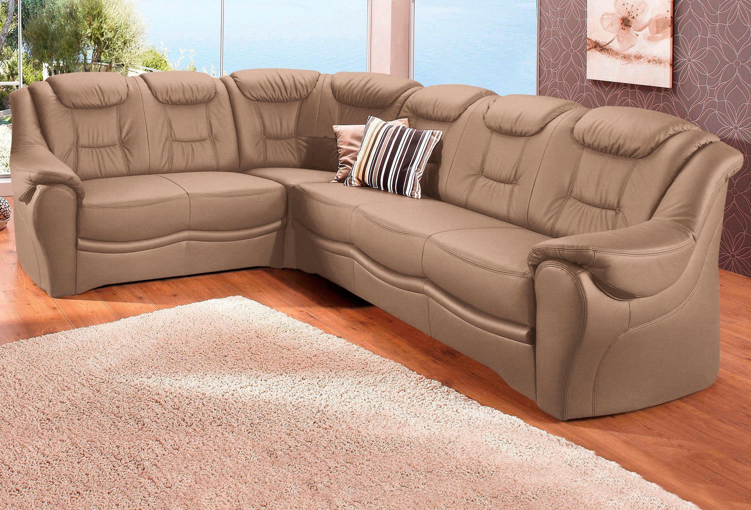 sit&more Ecksofa "Bellevue L-Form, B: 265 cm, Bettfunktion optional, Federkernpolsterung" Komfortable Sitzhöhe 44 cm, Liegefläche 120 x 198 cm bei Bettfunktion