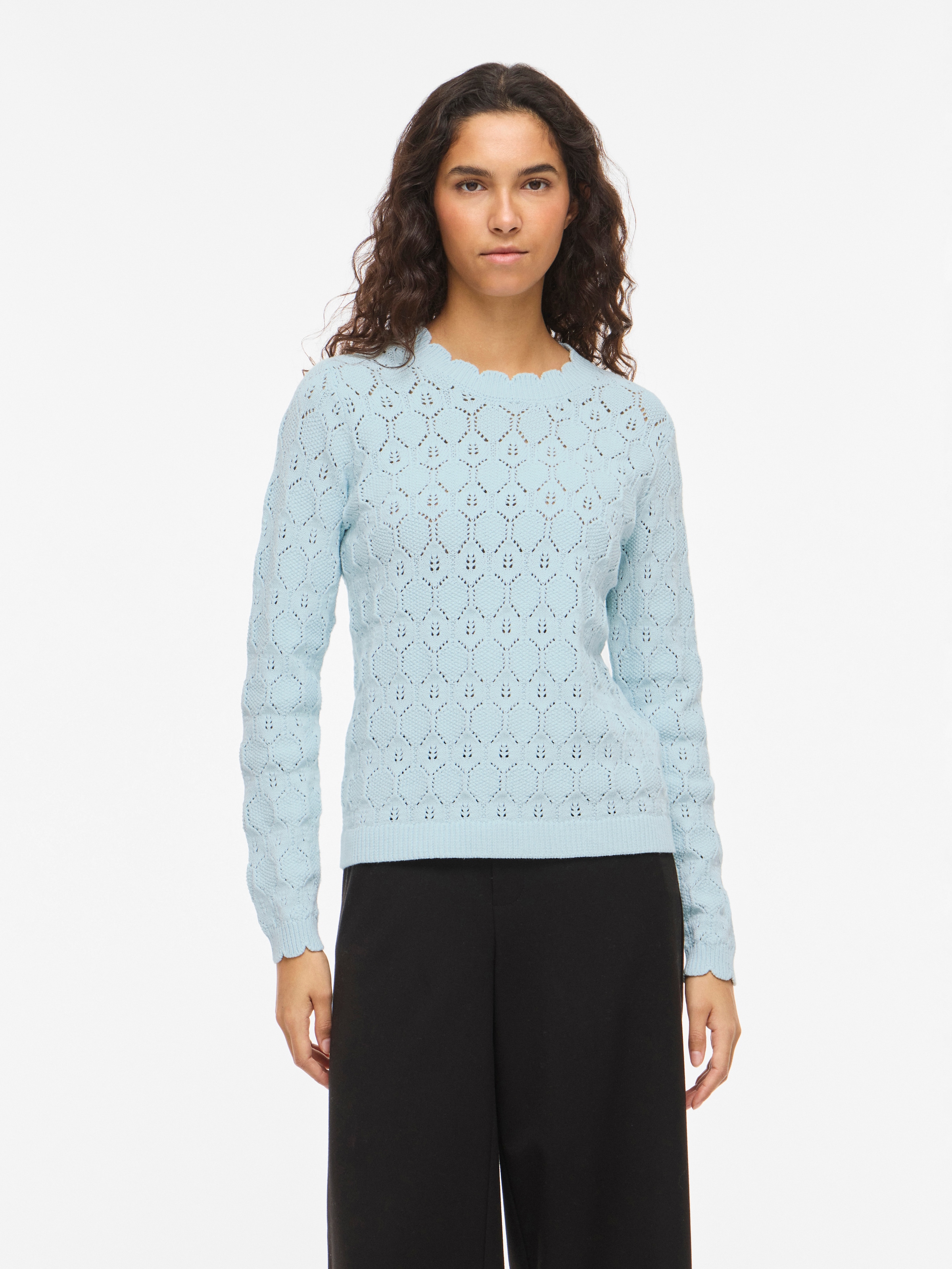 Vila Rundhalspullover »VILOWEN L/S POINTELLE KNIT TOP/PB«