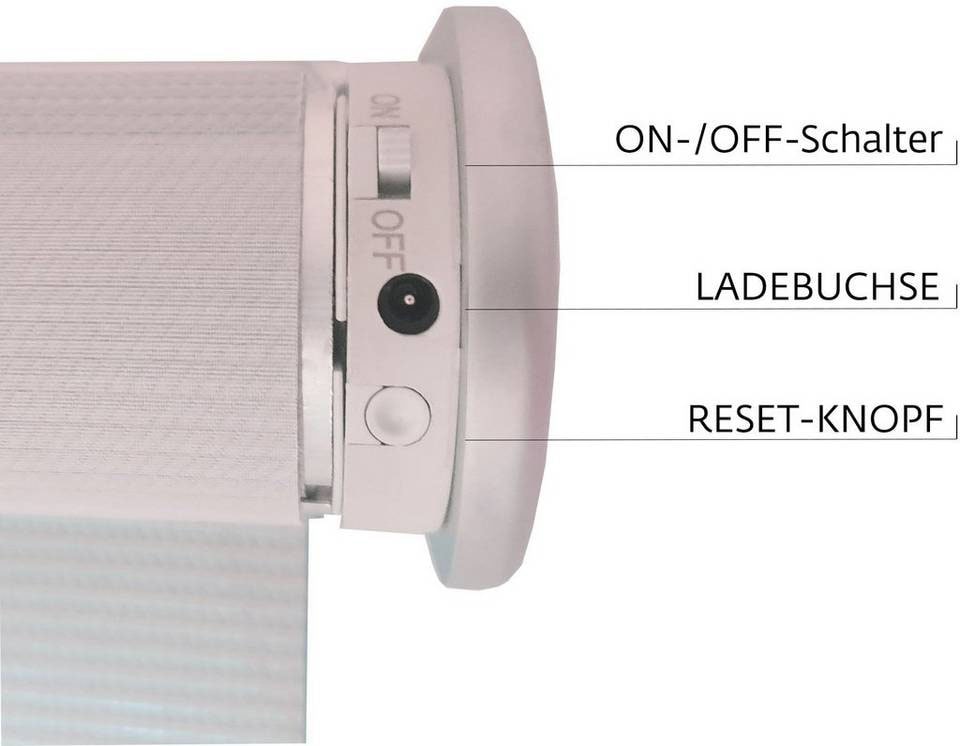 sunlines Elektrisches Rollo »Mosaik«, blickdicht, mit Bohren, freihängend, appgesteuert via Bluetooth, mit Akku und Motor, weißer Fallstab