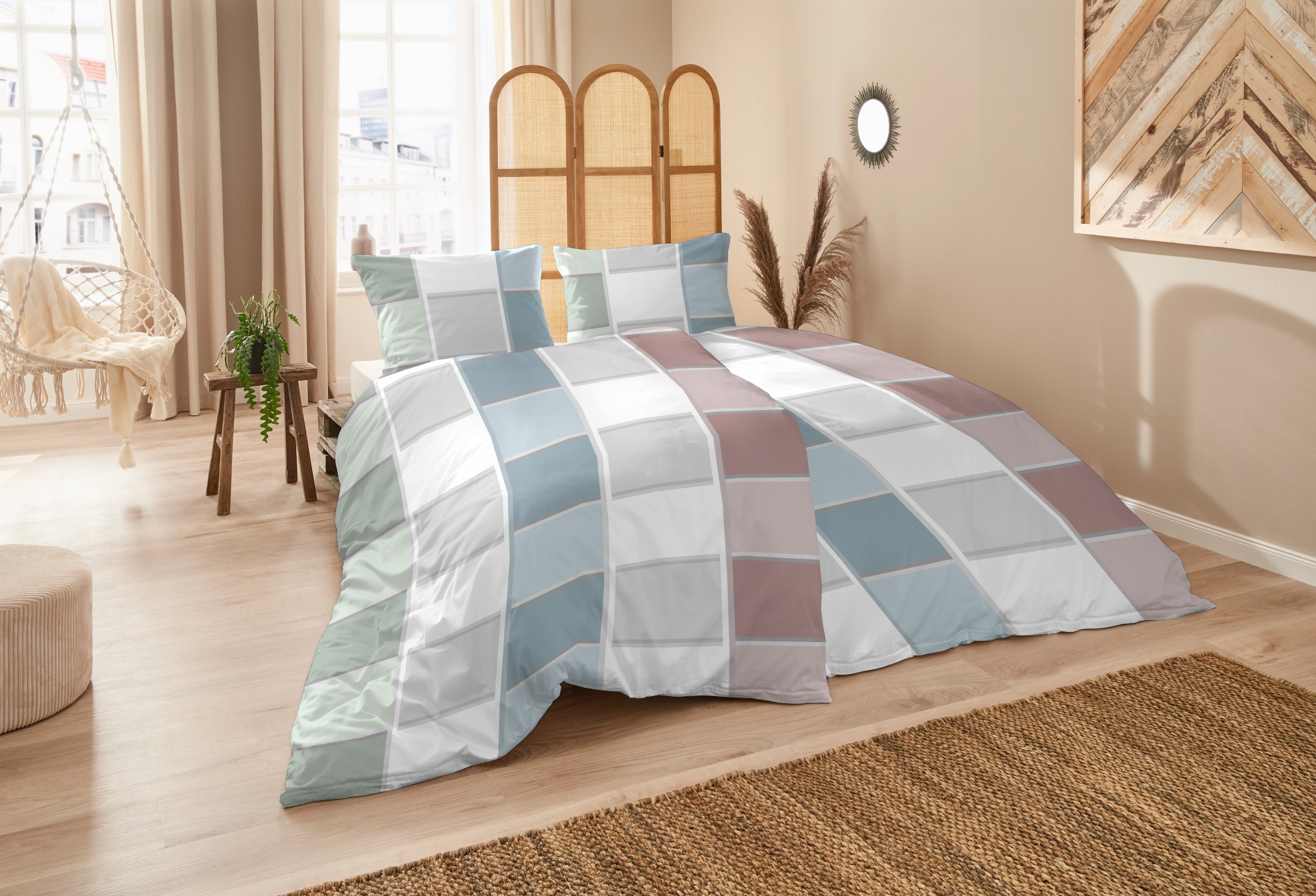 Primera Bettwäsche »Mako-Satin-Bettwäsche Havana« 2 Stk. tlg. mit Karo Muster