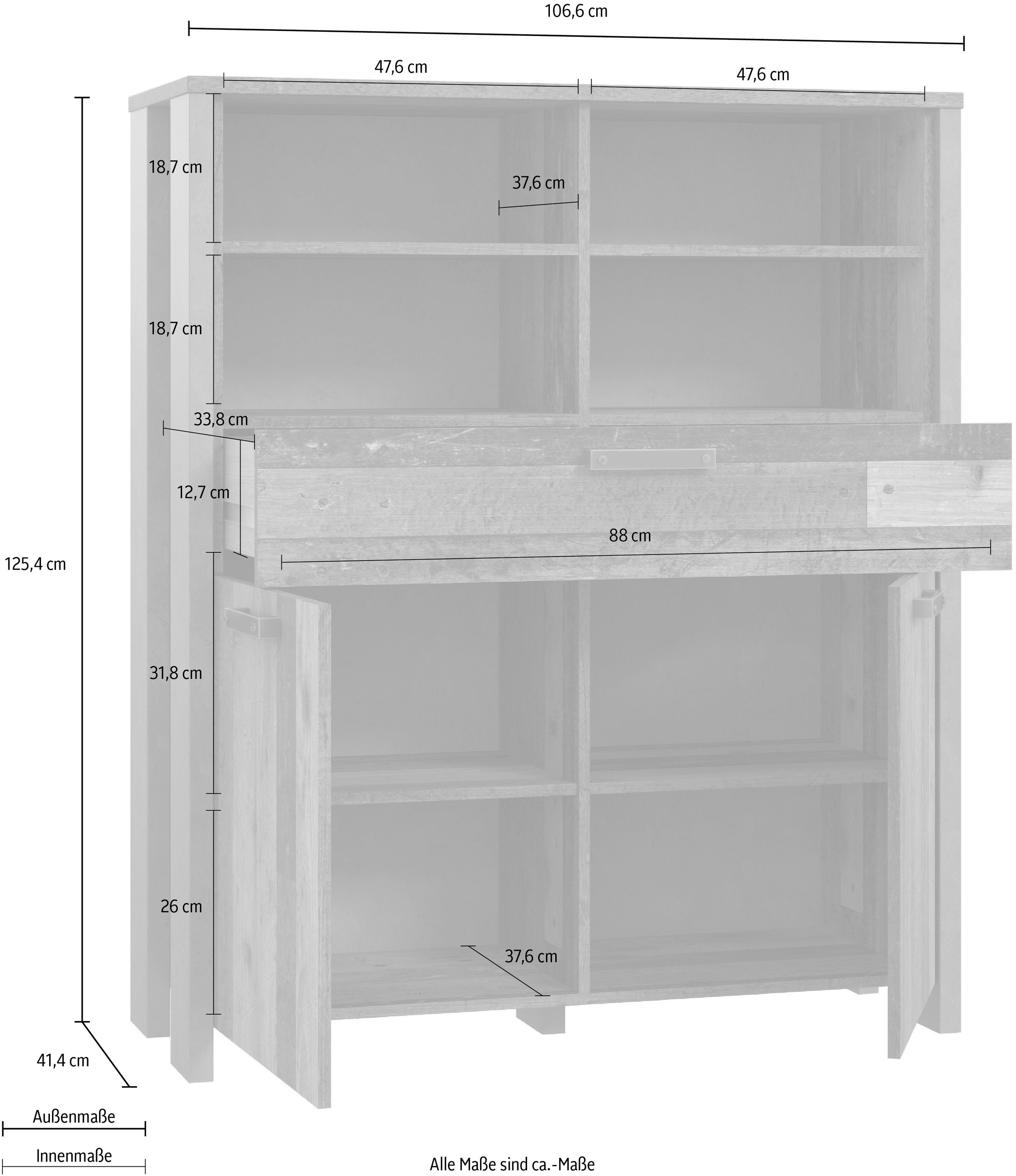 FORTE Highboard »Clif«, Breite 106 cm