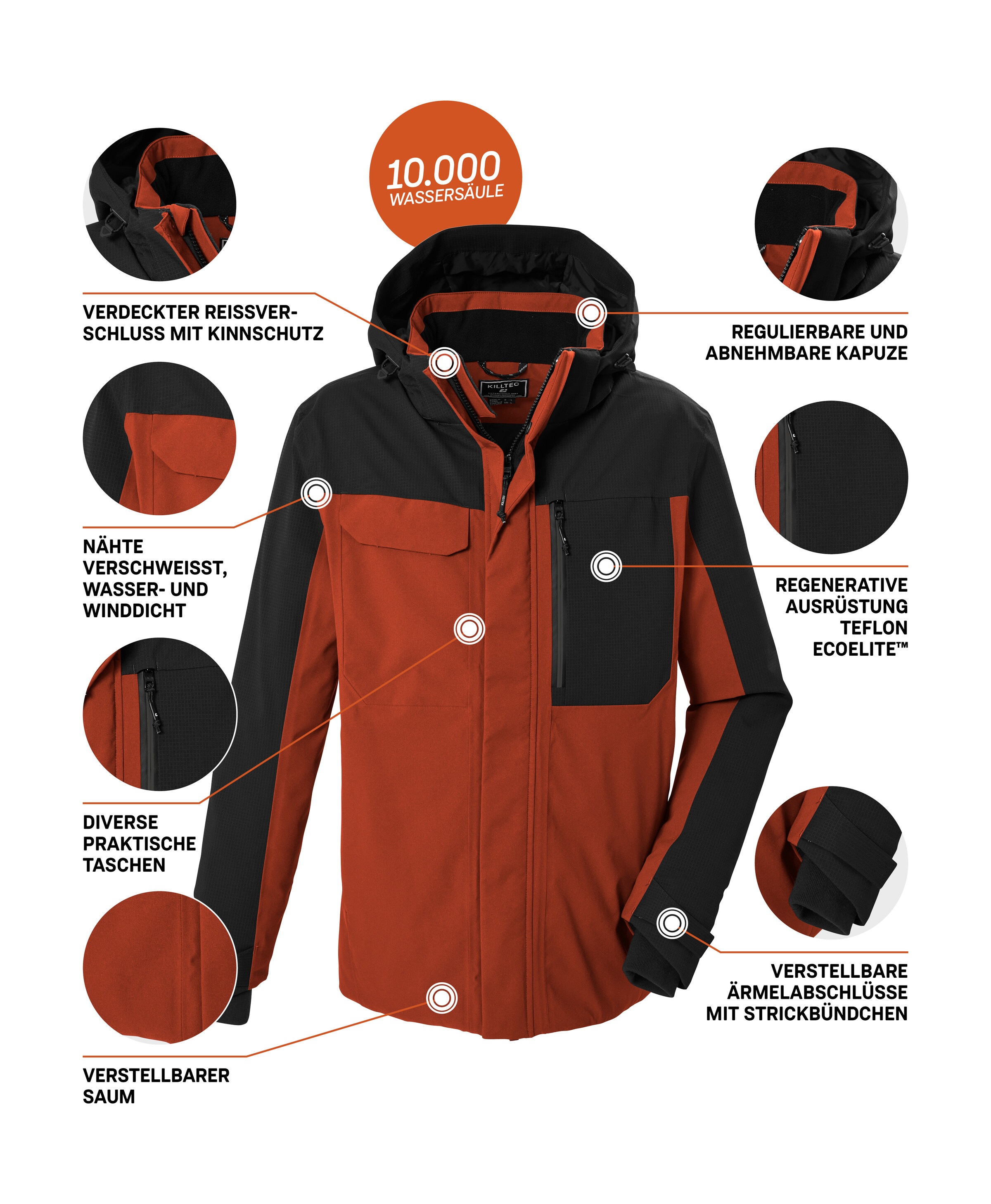 Killtec Funktionsjacke »KOW 83 MN JCKT« Wasserdichte, atmungsaktive Herrenjacke im Colourblock-Design