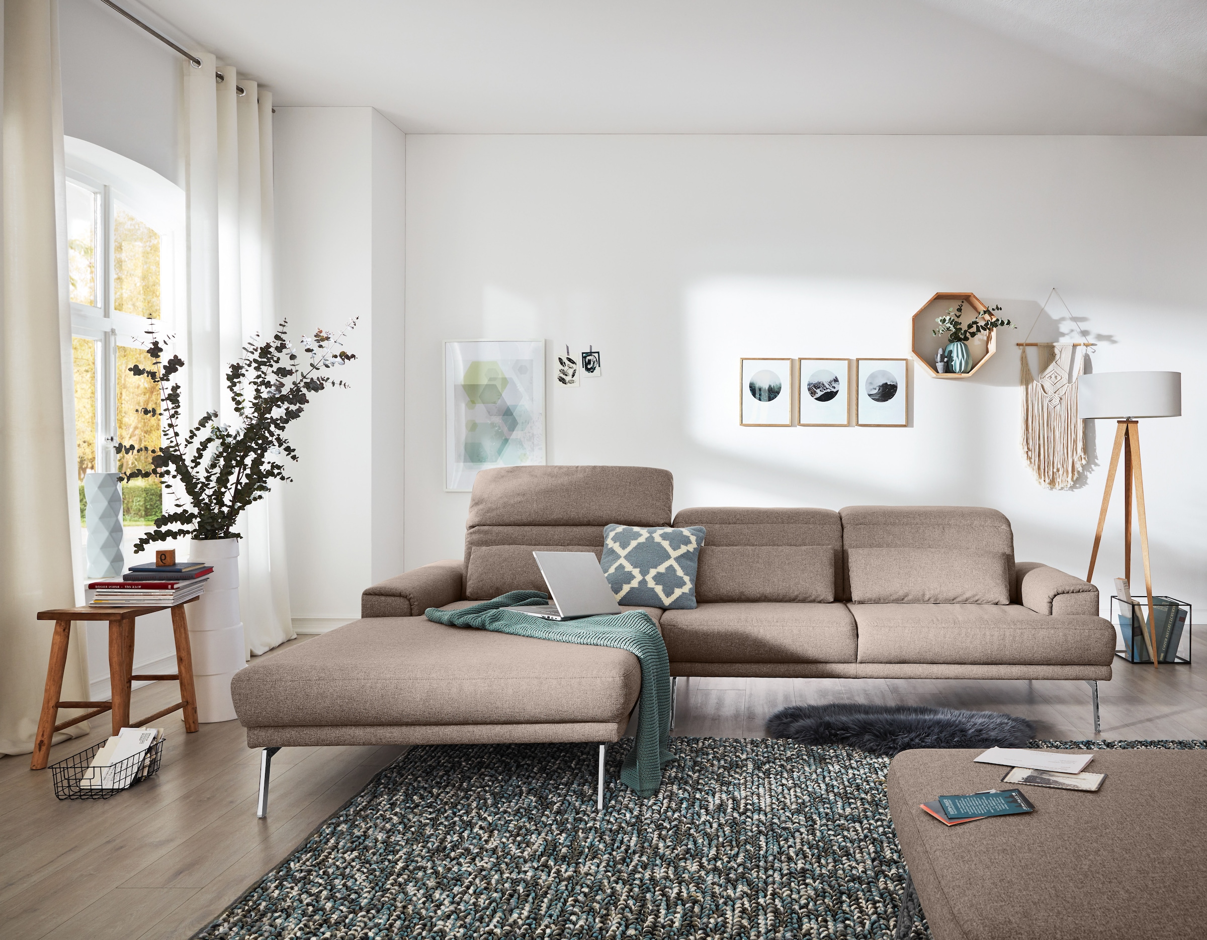 Musterring Ecksofa »MR 4580«, mit Kopf- und Sitztiefenverstellung, Metallfuß chrom, 288 x 193/220cm