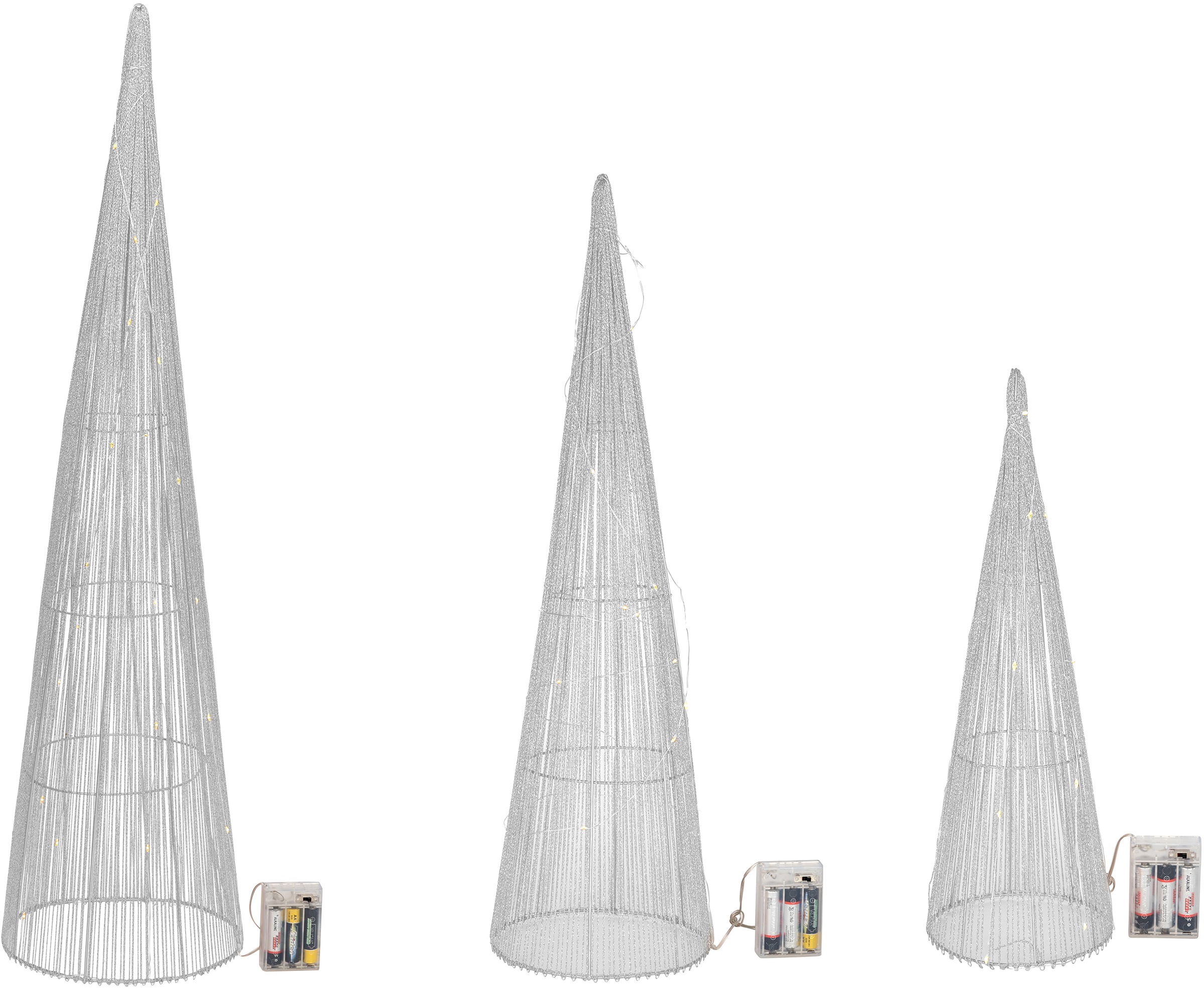 Star-Max LED Dekolicht »Pyramiden mit schimmernde | online XXL kaufen Garantie LED- mit LED-Beleuchtung, Jahren 3 Effektvolle Größen Weihnachtsdeko, 90 flammig-flammig, in Pyramiden Bäume«, 3 Leucht