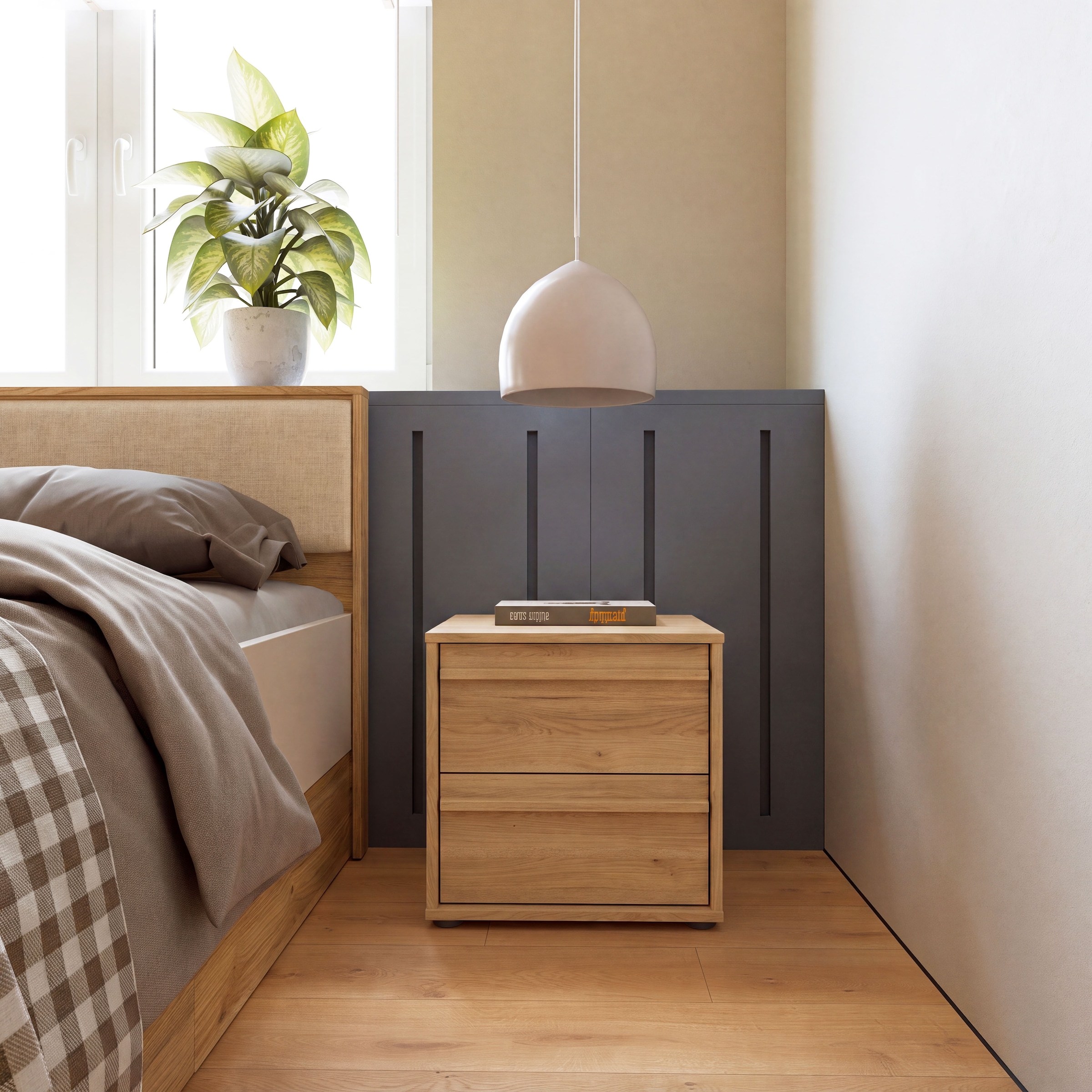 FORTE Nachtkommode »Viel Stauraum, 2 Schubkästen« B/H/T 43,4/43,3/41,7 cm; Schubkästen mit Vollauszug