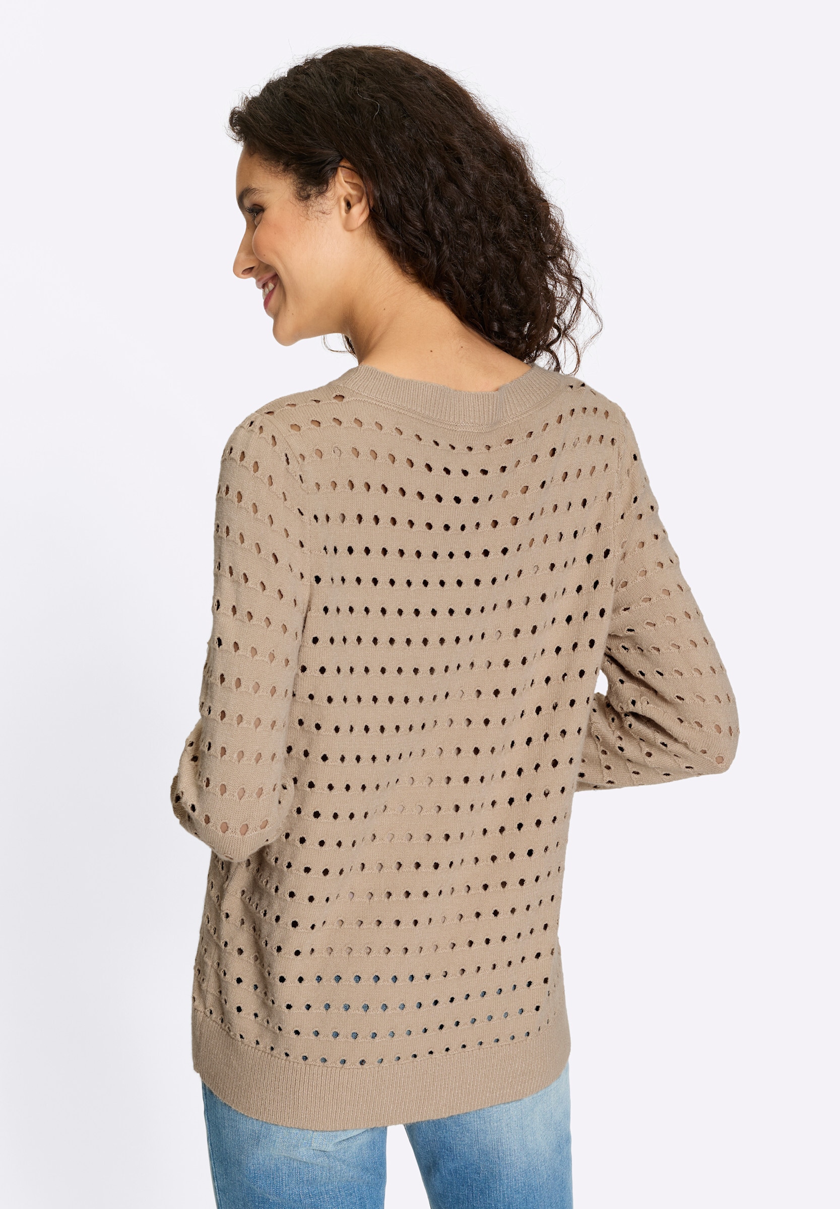 heine Strickpullover »Pullover Feinstrickpullover mit Ajourmuster«