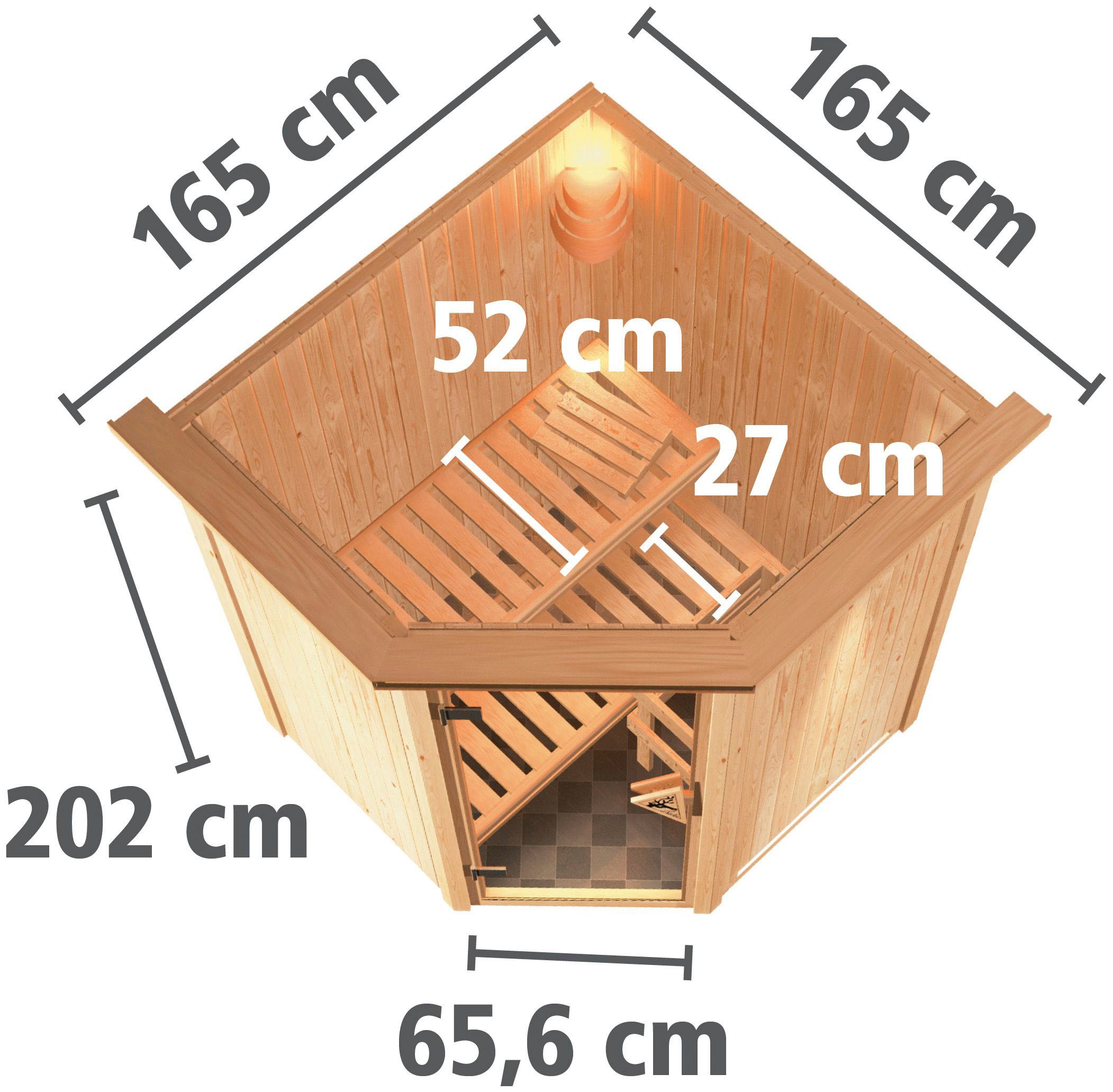 Karibu Sauna »Liva« Set,  Ofen 9 kW integr. Strg