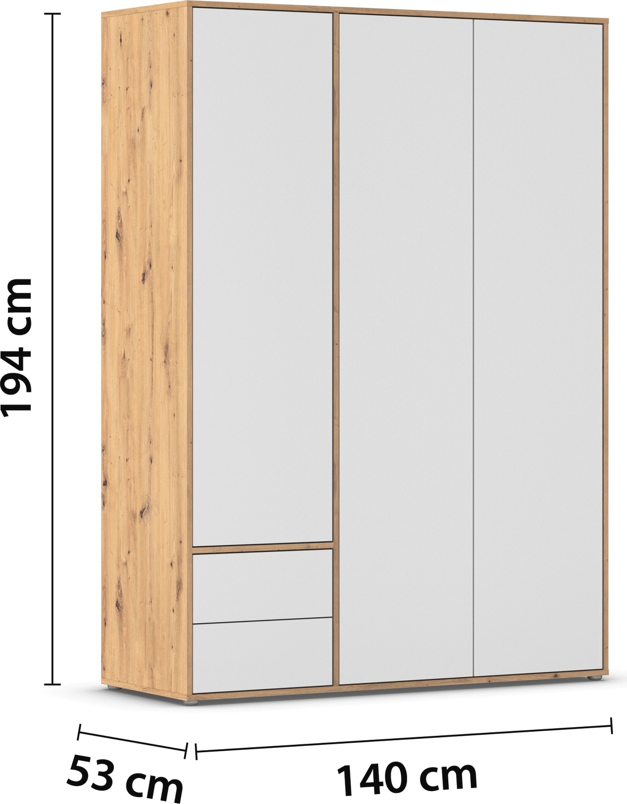 rauch Drehtürenschrank »Kleiderschrank Schrank Garderobe Wäscheschrank NABILA viel Stauraum«, (in 3 verschiedenen Ausstattungen BASIC/CLASSIC/PREMIUM), mit 2 Schubladen und Push-to-Open Funktion TOPSELLER MADE IN GERMANY