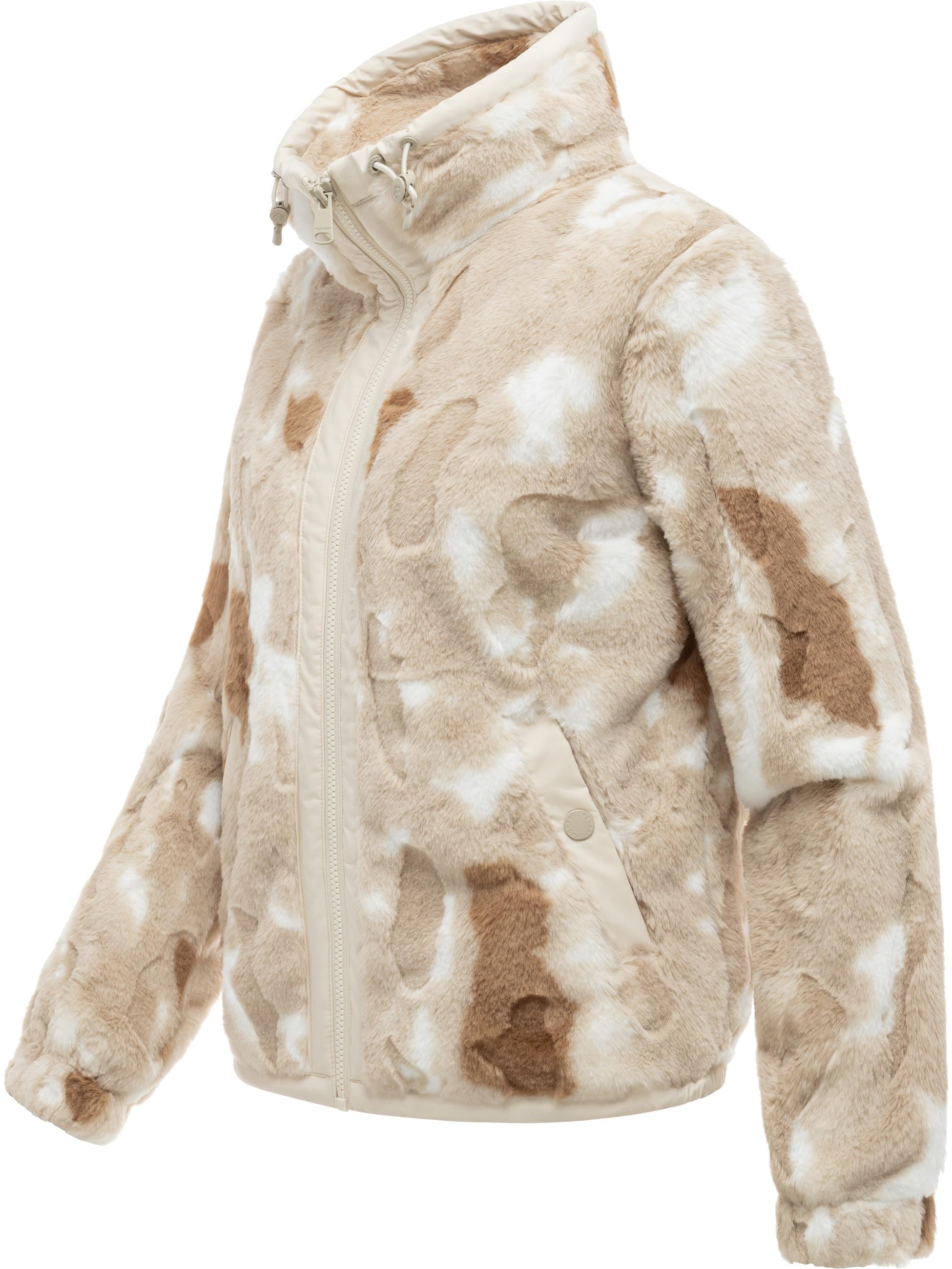 Ragwear Fellimitatjacke »Fellimitatjacke Nordicka Y« ohne Kapuze Ultraleichte Plüschjacke mit Stehkragen, winddicht