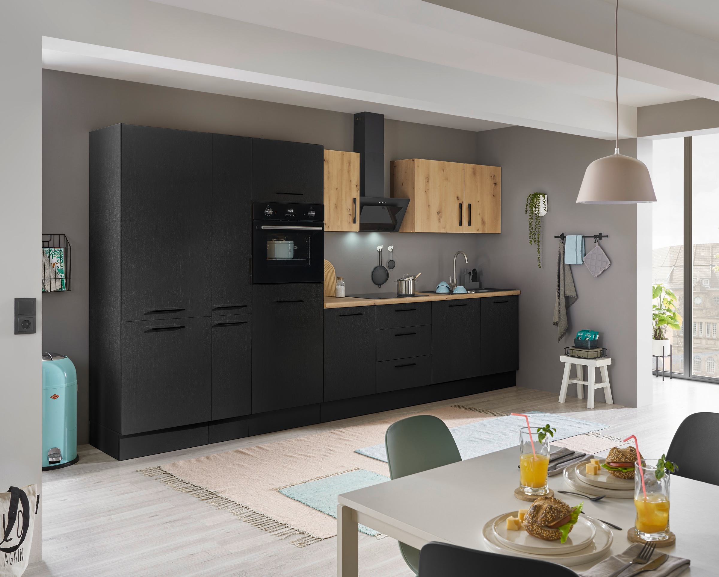 BASIC by Balculina Küchenzeile »Turin«, Breite 370 cm, wahlweise mit E-Geräten