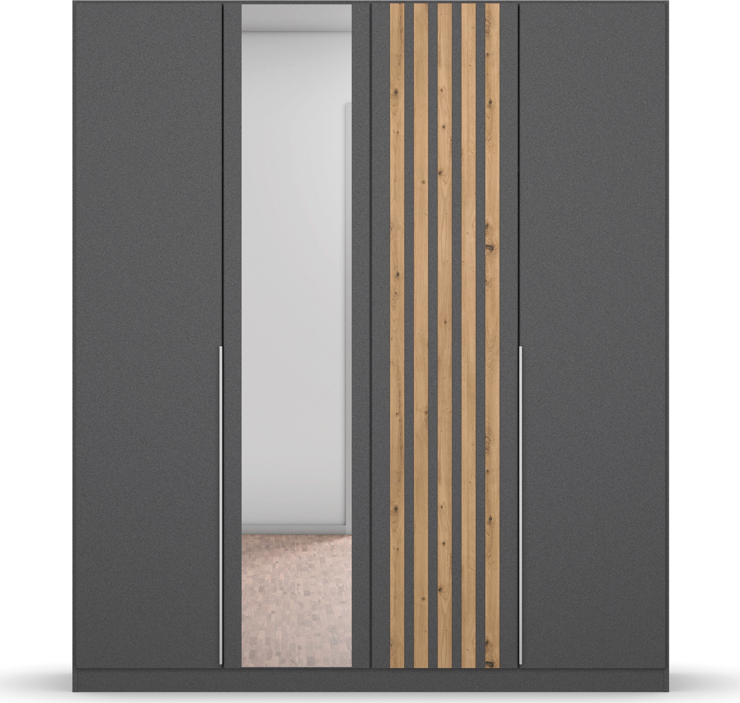 rauch Drehtürenschrank »Kleiderschrank Schrank Garderobe Garderobenschrank LAMELLA«, elegante Lamellen-Auflage in 3D Akustikpaneel Optik MADE IN GERMANY