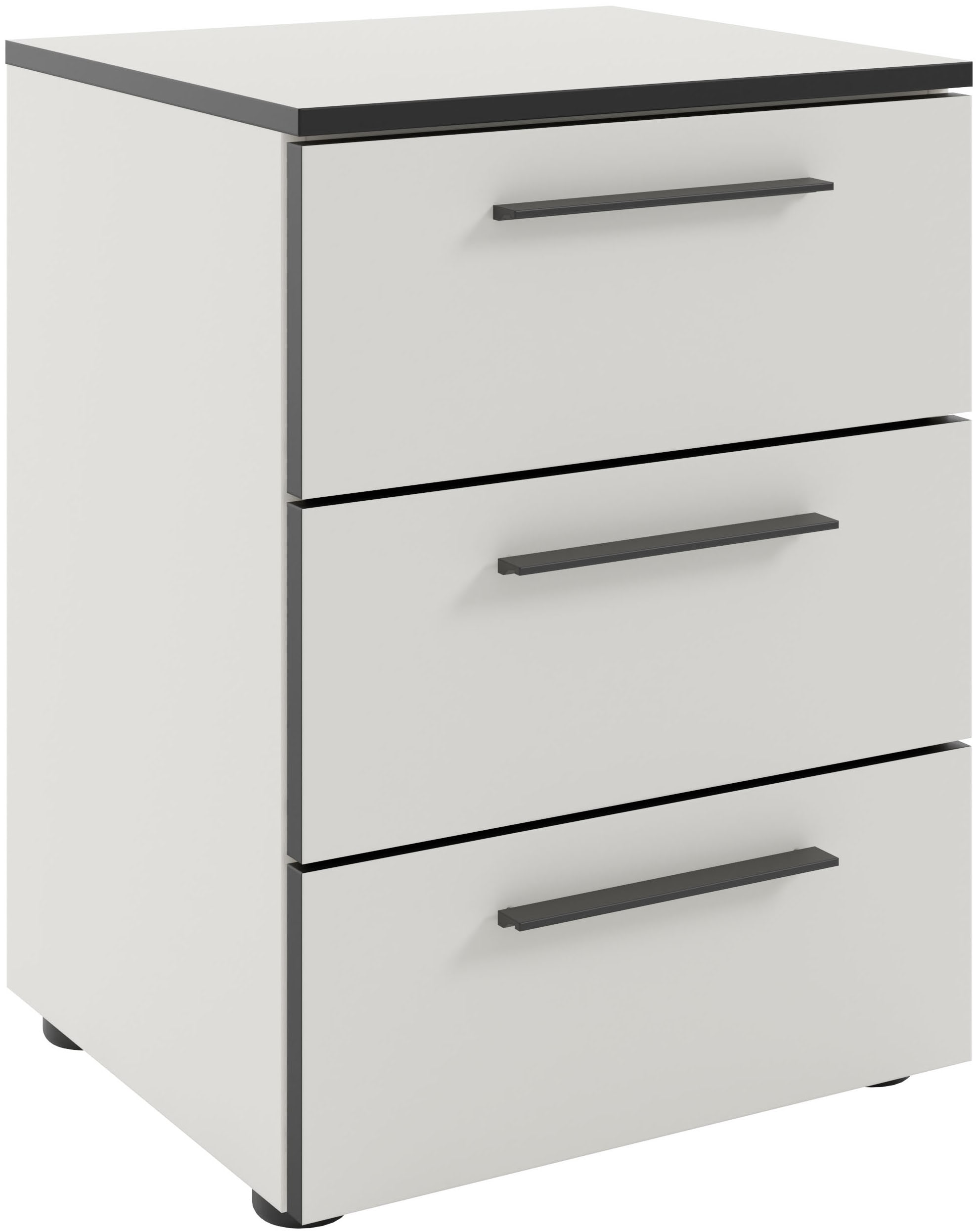 Manjana Möbel Nachtkommode »Nachtkommode mit Schwarz matten Metallgriffen«
