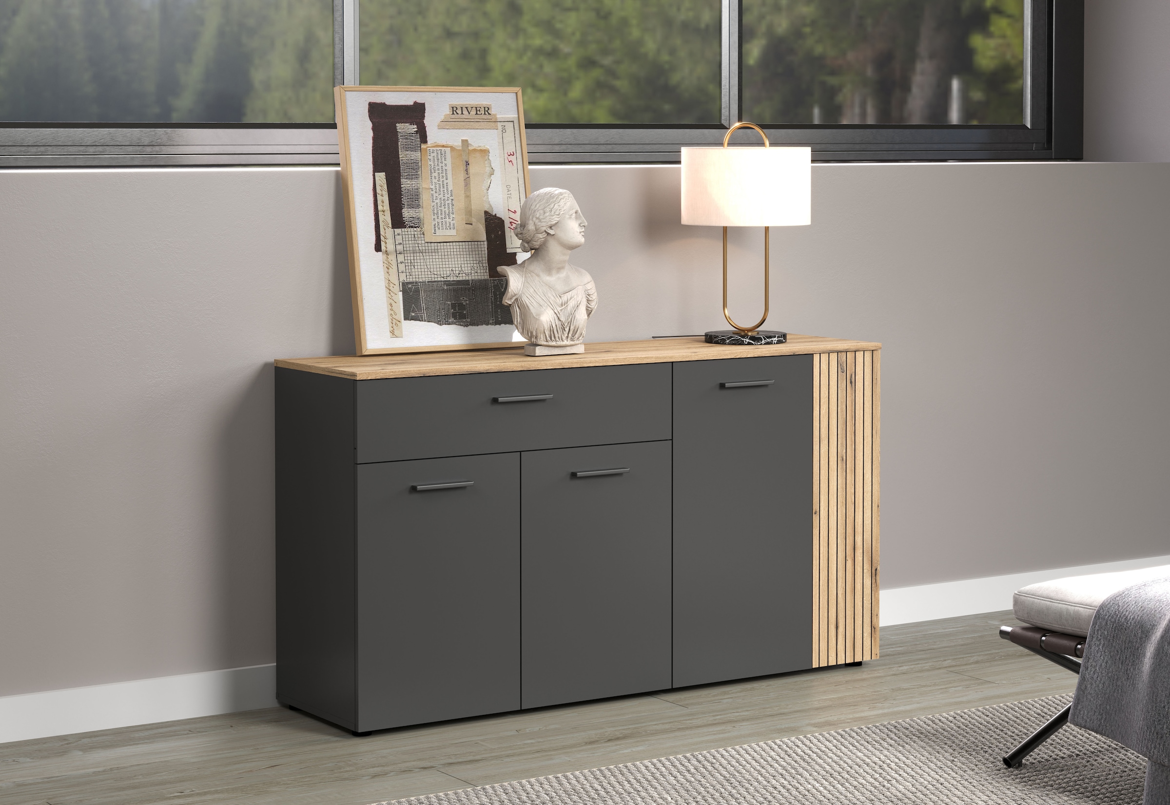 INOSIGN Sideboard »Estepona«, (1 St.), Kommode, Akustikpaneel-Look; Breite 150 cm