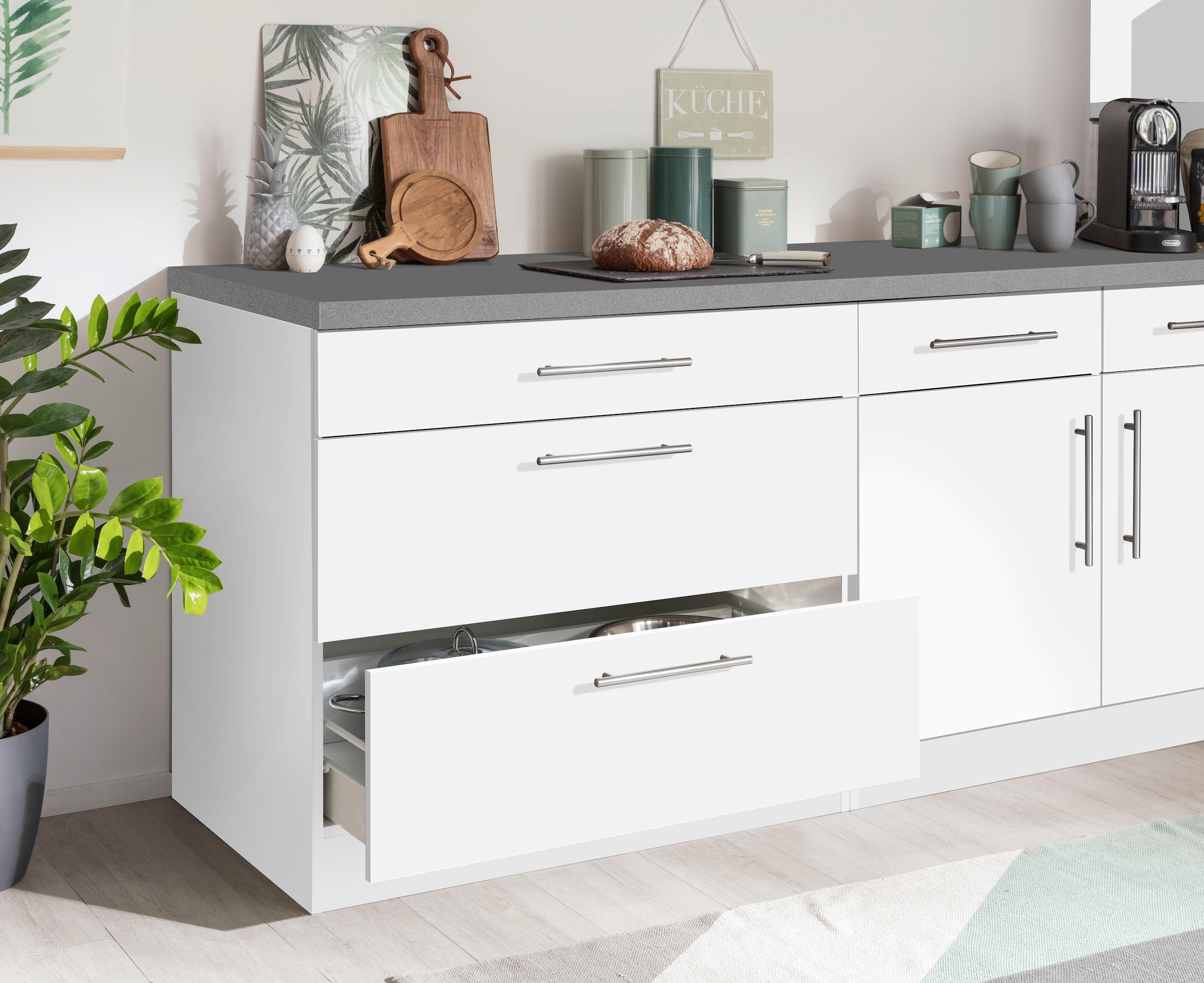 wiho Küchen Unterschrank »Cali, TOPSELLER« 90 cm breit, mit 2 großen Auszügen ohne Arbeitsplatte