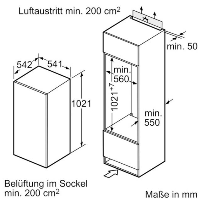 NEFF Einbaukühlschrank »K1535XFF1«, K1535XFF1, 102,1 cm hoch, 54,1 cm breit  mit 3 Jahren XXL Garantie