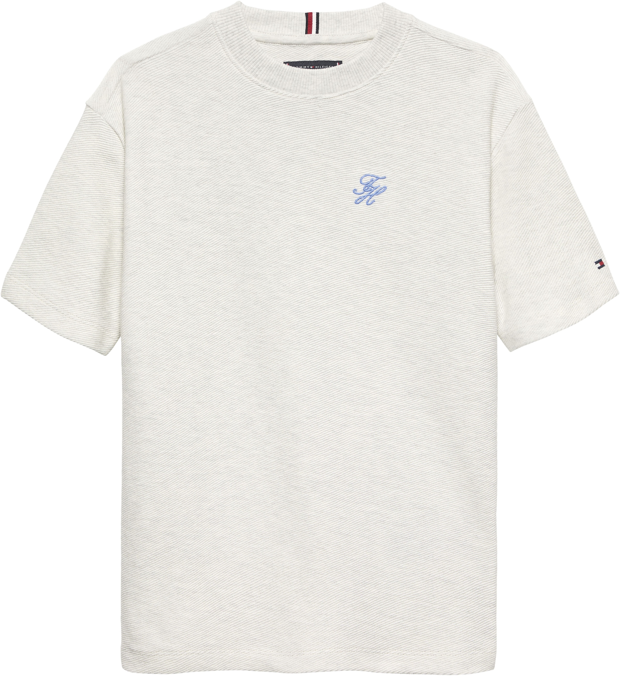 Tommy Hilfiger T-Shirt »TH SCRIPT JERSEY TWILL T-SHIRT« Kinder bis 16 Jahre, Rundhals, bestickt