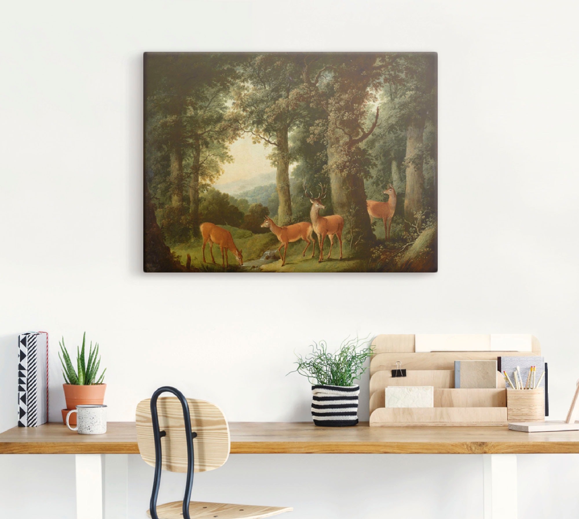 Artland Leinwandbild »Waldlandschaft mit Rotwild. Um 1760/70« Wald 1 Stk. tlg. auf Keilrahmen gespannt