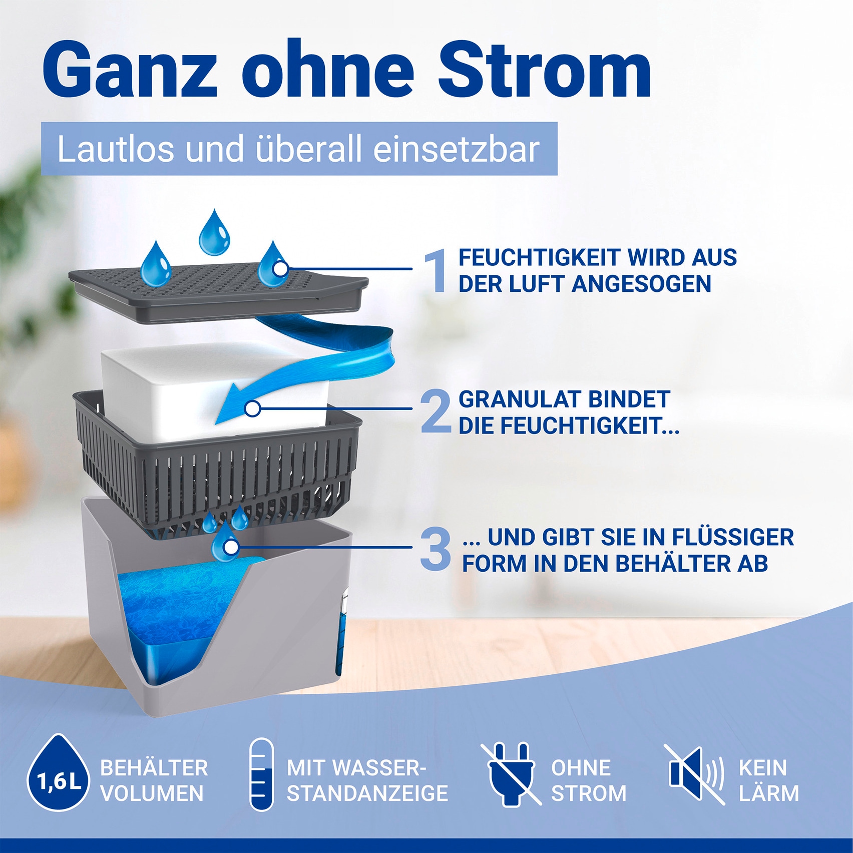 WENKO Luftentfeuchter »Cube« für 80 m³ Räume mit 2 x 1000 g Entfeuchter-Blöcken, für Räume bis 80 m³