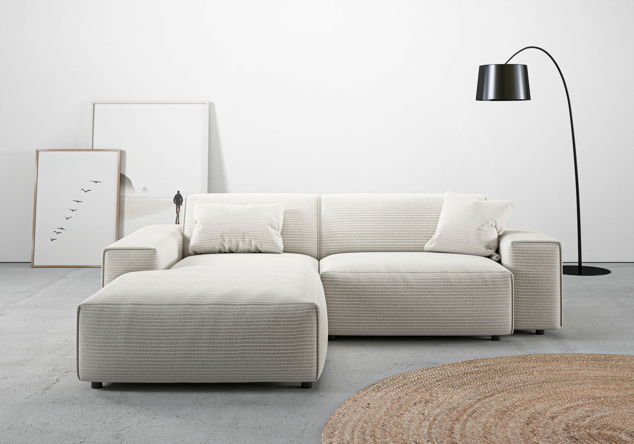 andas Ecksofa »Glimminge L-Form auch in Breitcord, Feincord + Easy care-Bezug,«, Breite 234, Zierkissen
