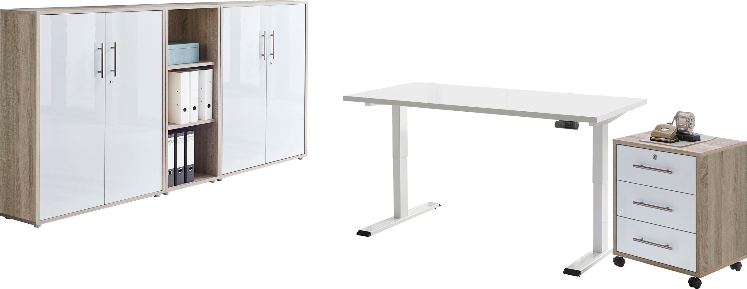 BMG Möbel Büromöbel-Set »Tabor«, (Set, 5 tlg.), mit elektrisch höhenverstellbarem Schreibtisch
