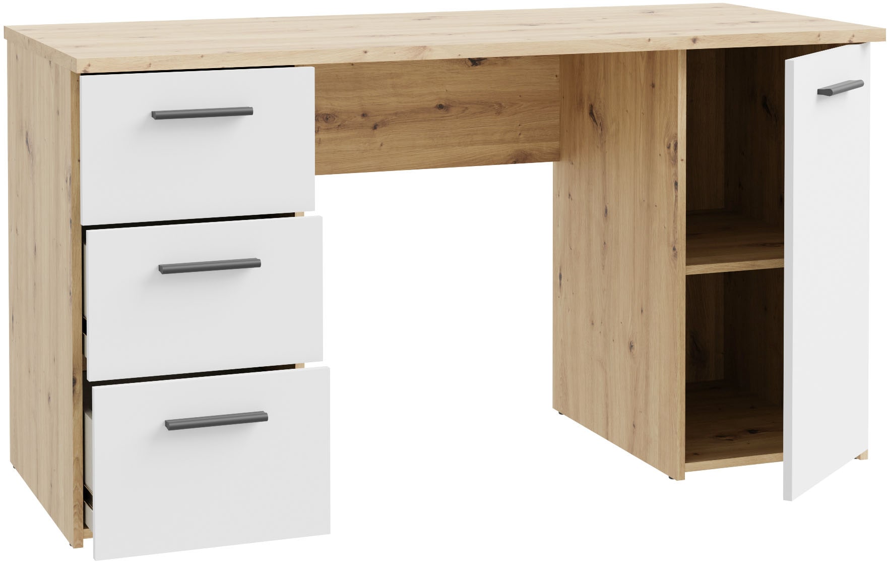 FORTE Schreibtisch »Neuss«, mit 3 Schubladen & 1 Tür, funktional, Breite 138 cm