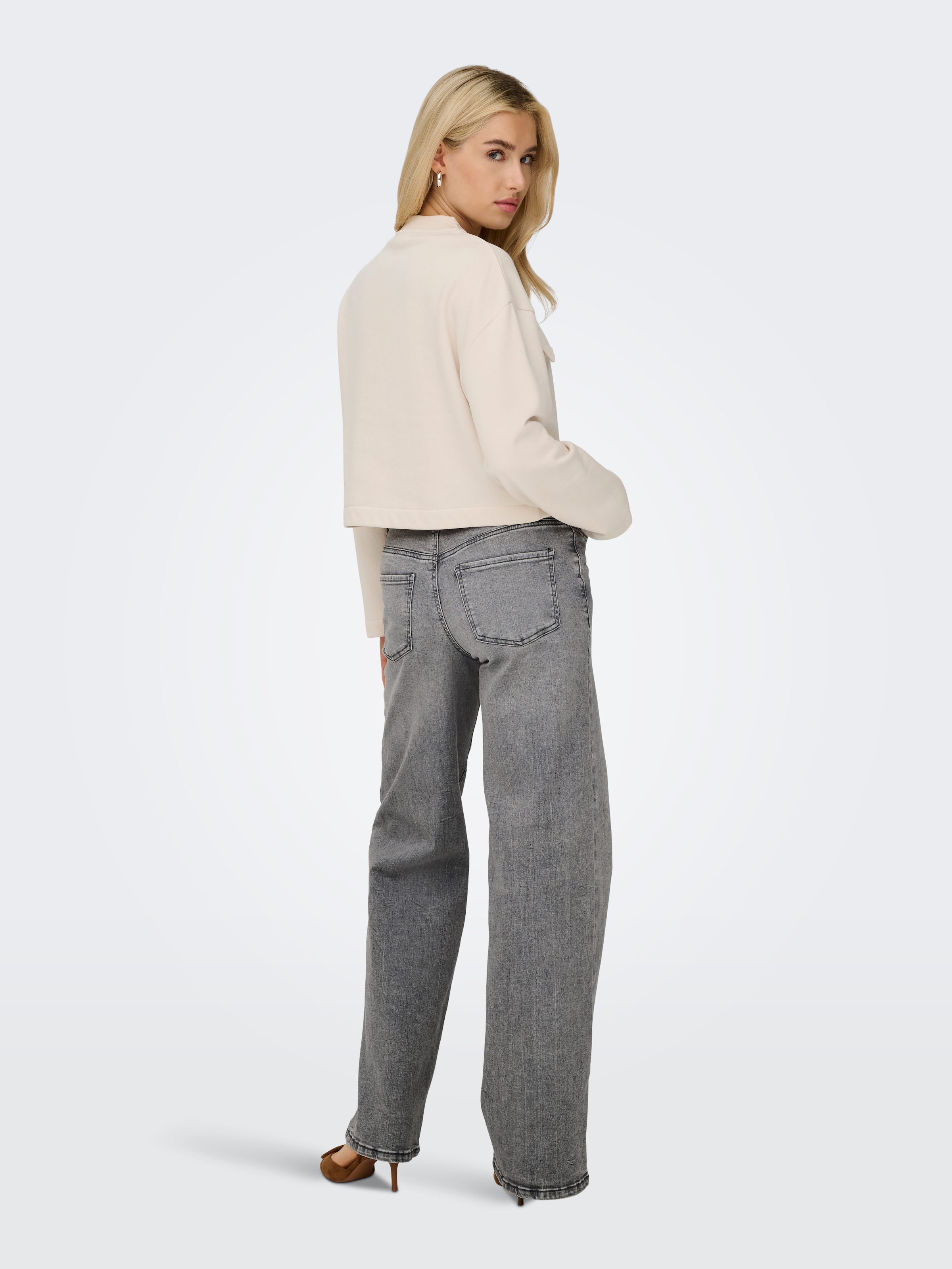 JDY High-waist-Jeans »JDYFELINA-FINA HW WIDE JNS  LT GREY DNM«