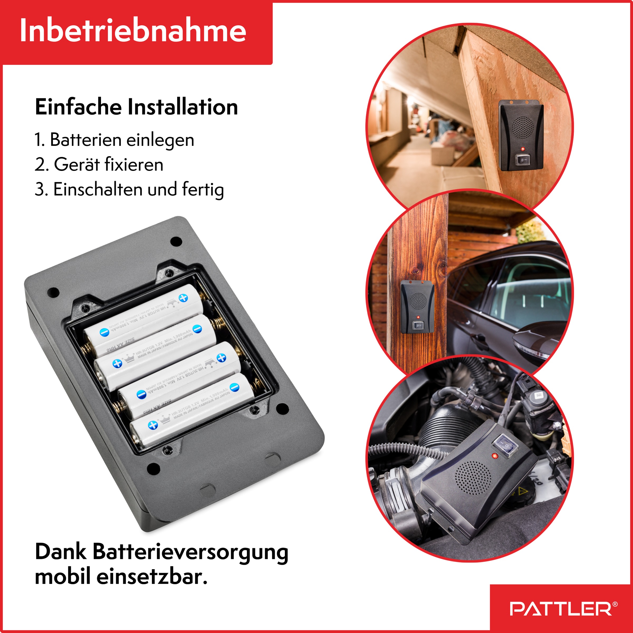 Pattler Ultraschall-Tierabwehr »Marderabwehr an Fahrzeug, Carport oder Stellplatz« 1 Gerät für ca. 40 m²