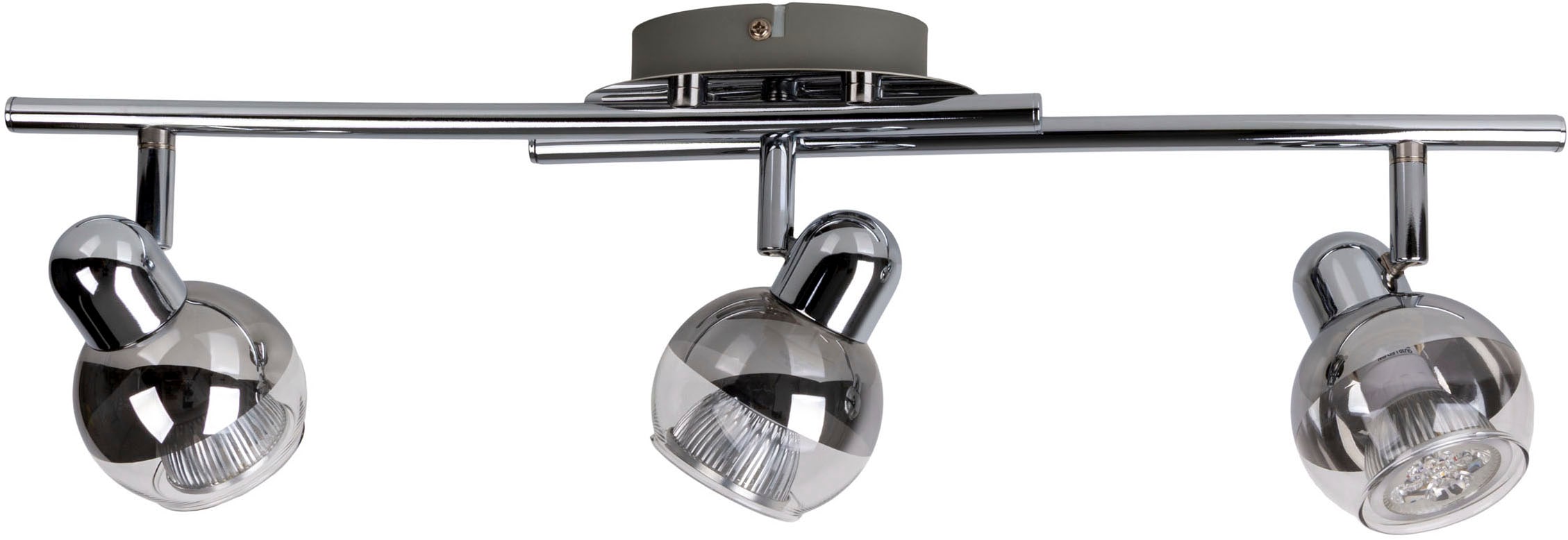 näve Deckenspots »Boccia« GU10 1 Stk. Warmweiß 1flg. incl. LED GU10 6W, chrom, Glasschirm, verstellbarer Spot, D:14cm