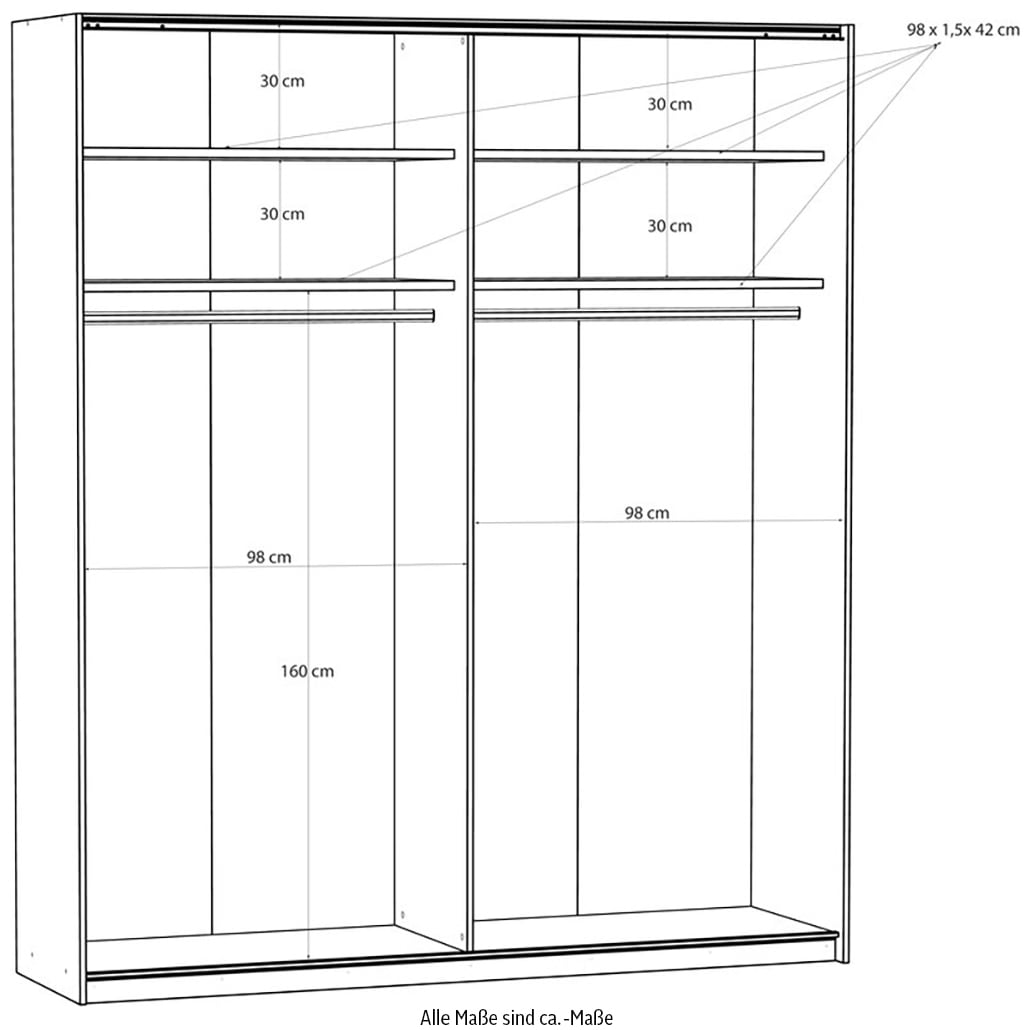 FORTE Schwebetürenschrank »Fittio. Made in Europe, 2 Schiebetüren, modernes Design«, Höhe 2,35 mtr, stehende Montage, Spiegel