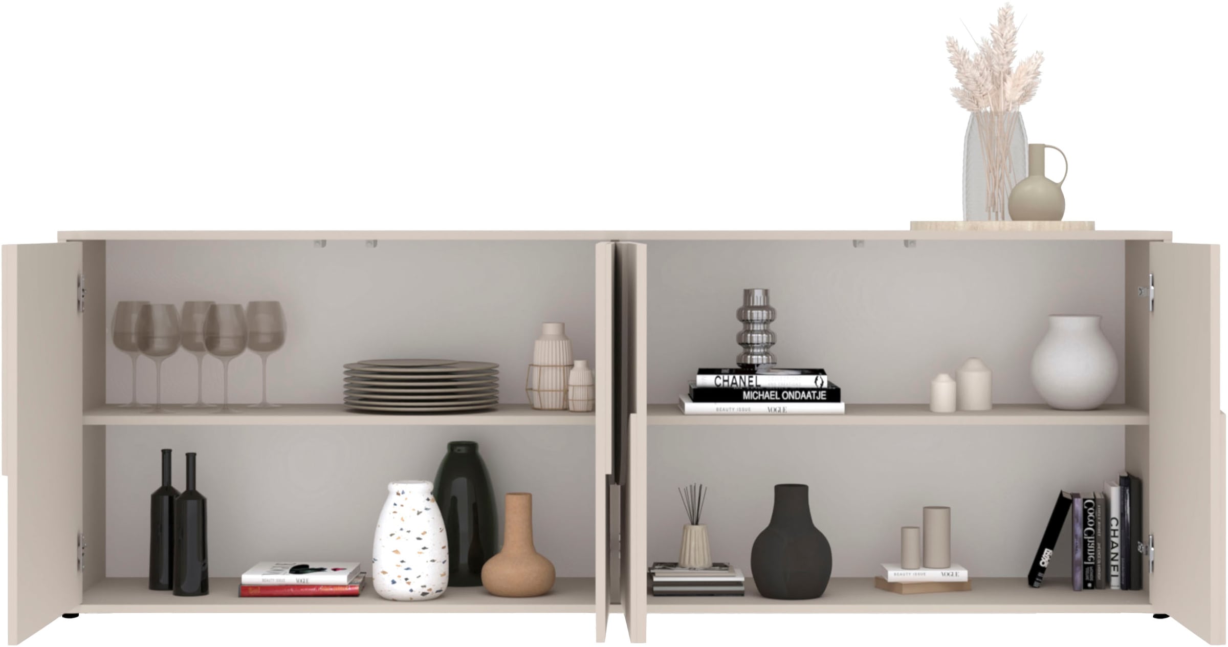 INOSIGN Sideboard »Stone, 205 cm breit, 4  Türen,  Anrichte, Kommode, Stauraumschrank« 3D-Design, Push-to-open, Innenraum großzügig, Füße 14/2 cm wählbar