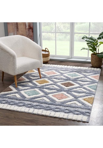 Carpet City Hochflor-Teppich »Focus«, rechteckig, 20 mm Höhe, Boho-Teppich, besonders... kaufen