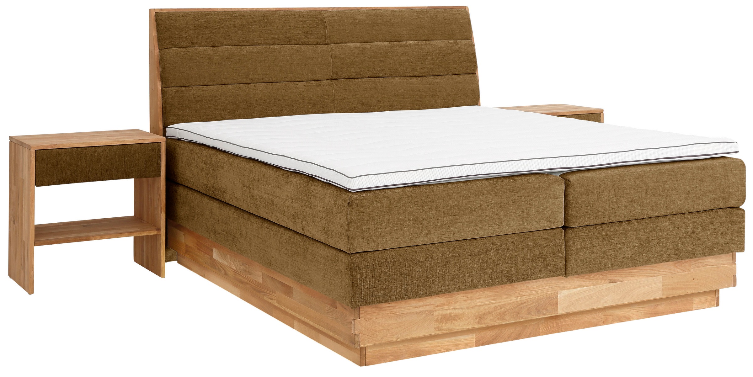 OTTO products Boxspringbett »Jenna«, ohne LED-Beleuchtung, mit zertifizierten, recycelten Bezugsstoffen