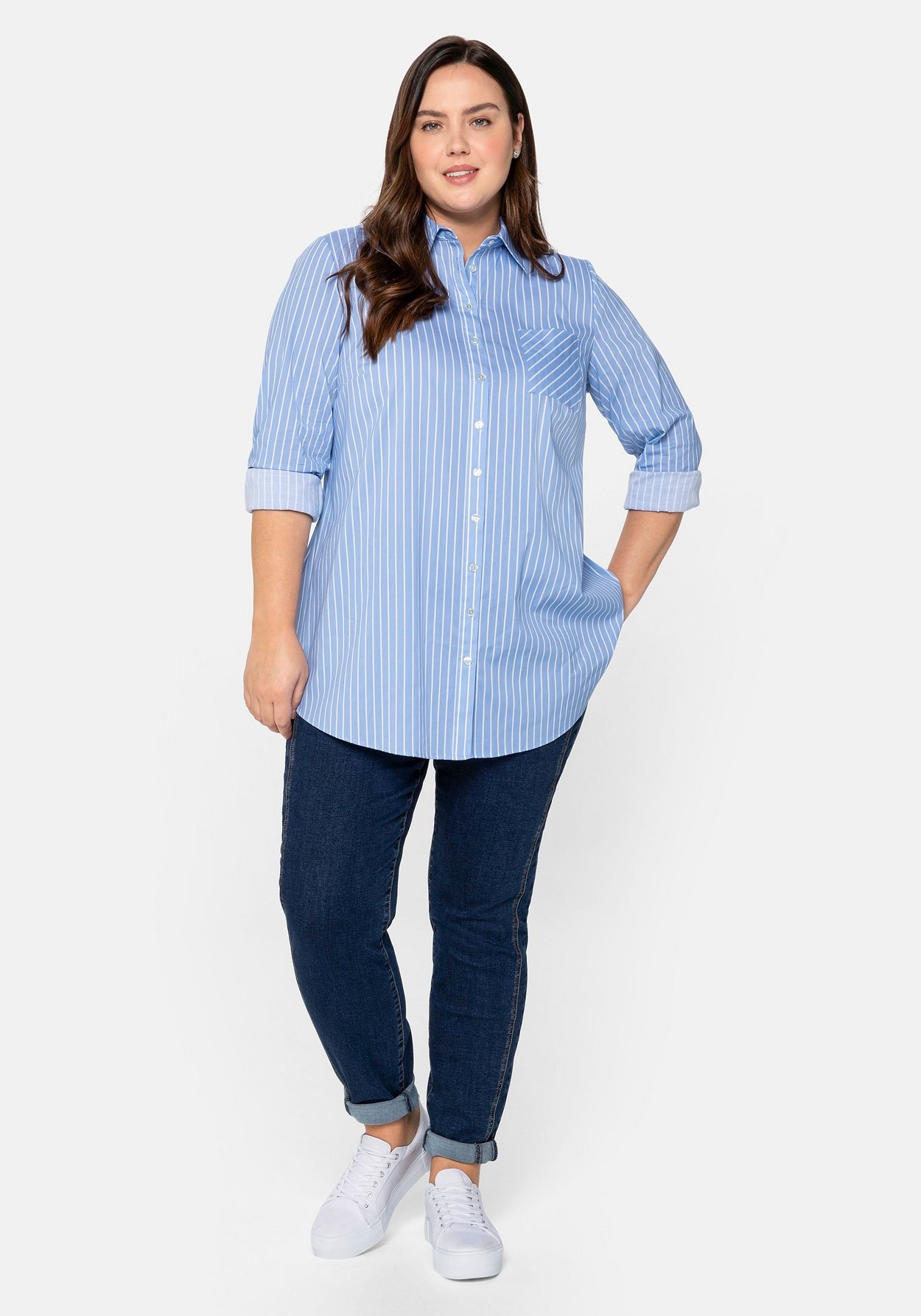 Sheego Longbluse »Longbluse mit gerundetem Saum«