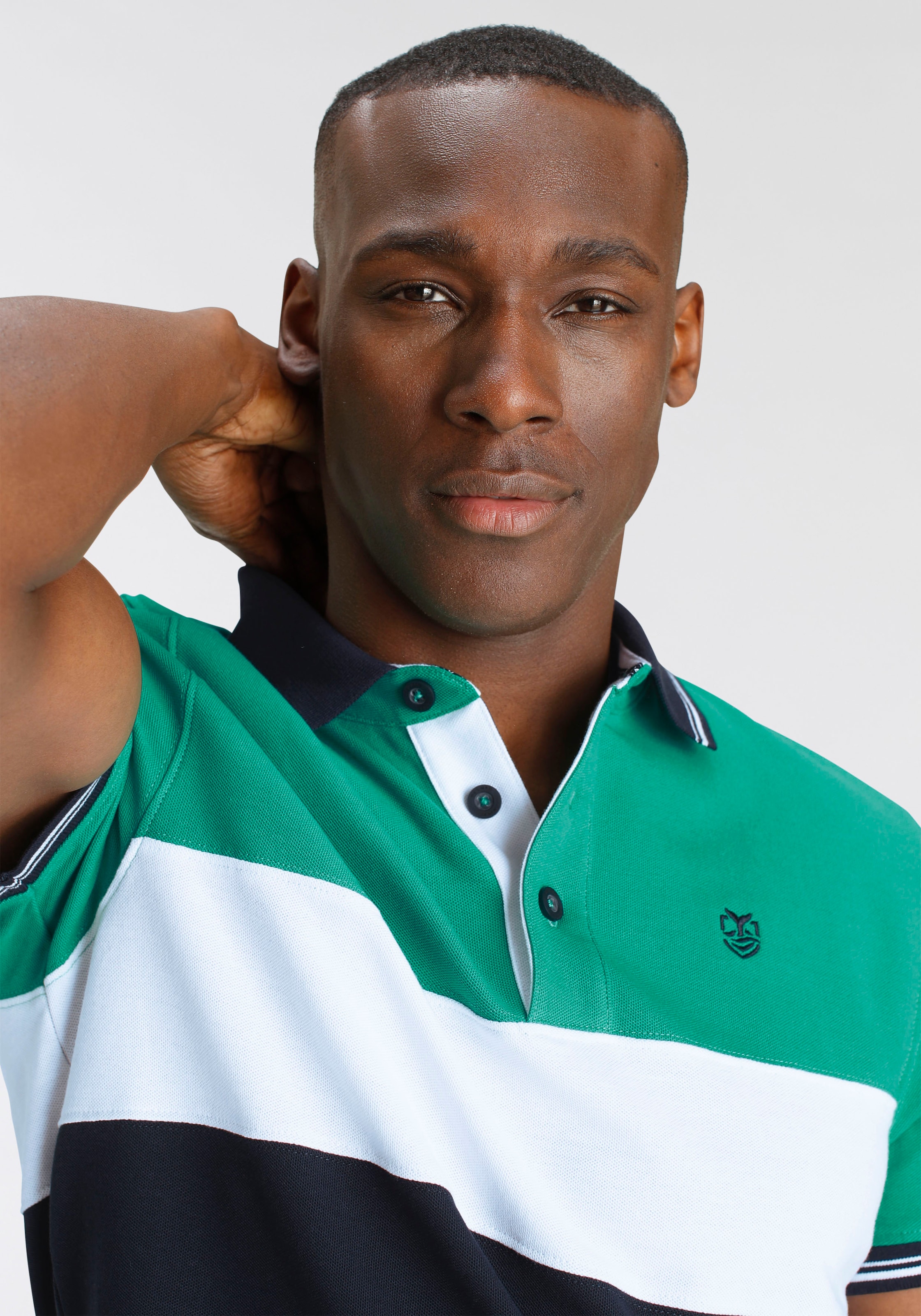 DELMAO Poloshirt, Kurzarm, Regular Fit, mit Colorblocking-Design
