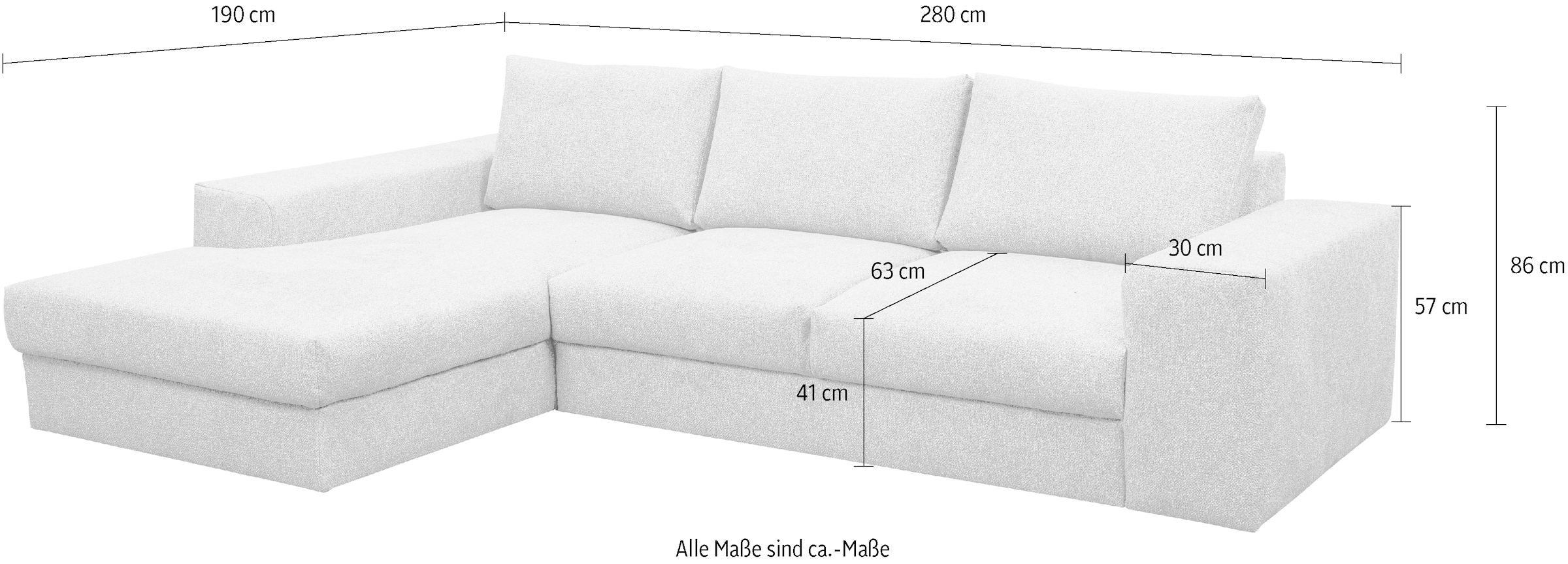 WERK2 Ecksofa »Rozzana Design Ecksofa mit hohem Komfort, zeitlos & elegant,  L-Form,« in kuschelweichen Trendstoffen Cord, Breitcord und Plüsch