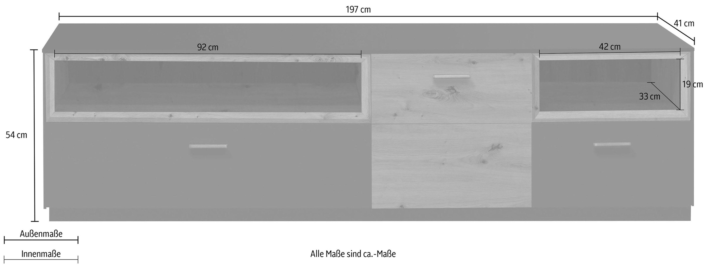 Mäusbacher Lowboard »Frame«, Breite 197 cm