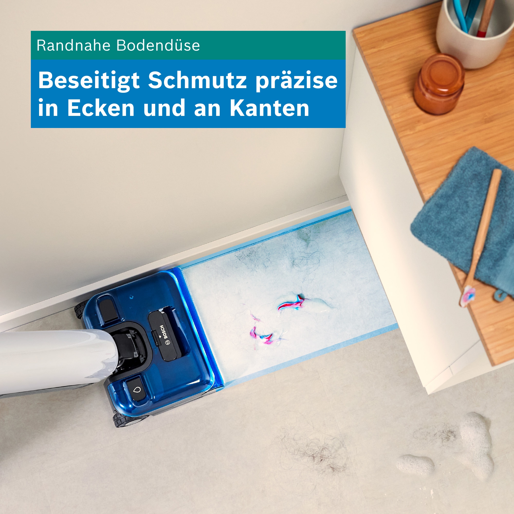 BOSCH Nass-Trocken-Sauger »OneFlow Serie 4 BHF41WS, Selbstreinigung, 24.000 PA Saugkraft« Anti-Haarverwicklung, LED-Licht, Schnelltrocknung, 40 min Akku / 150m²