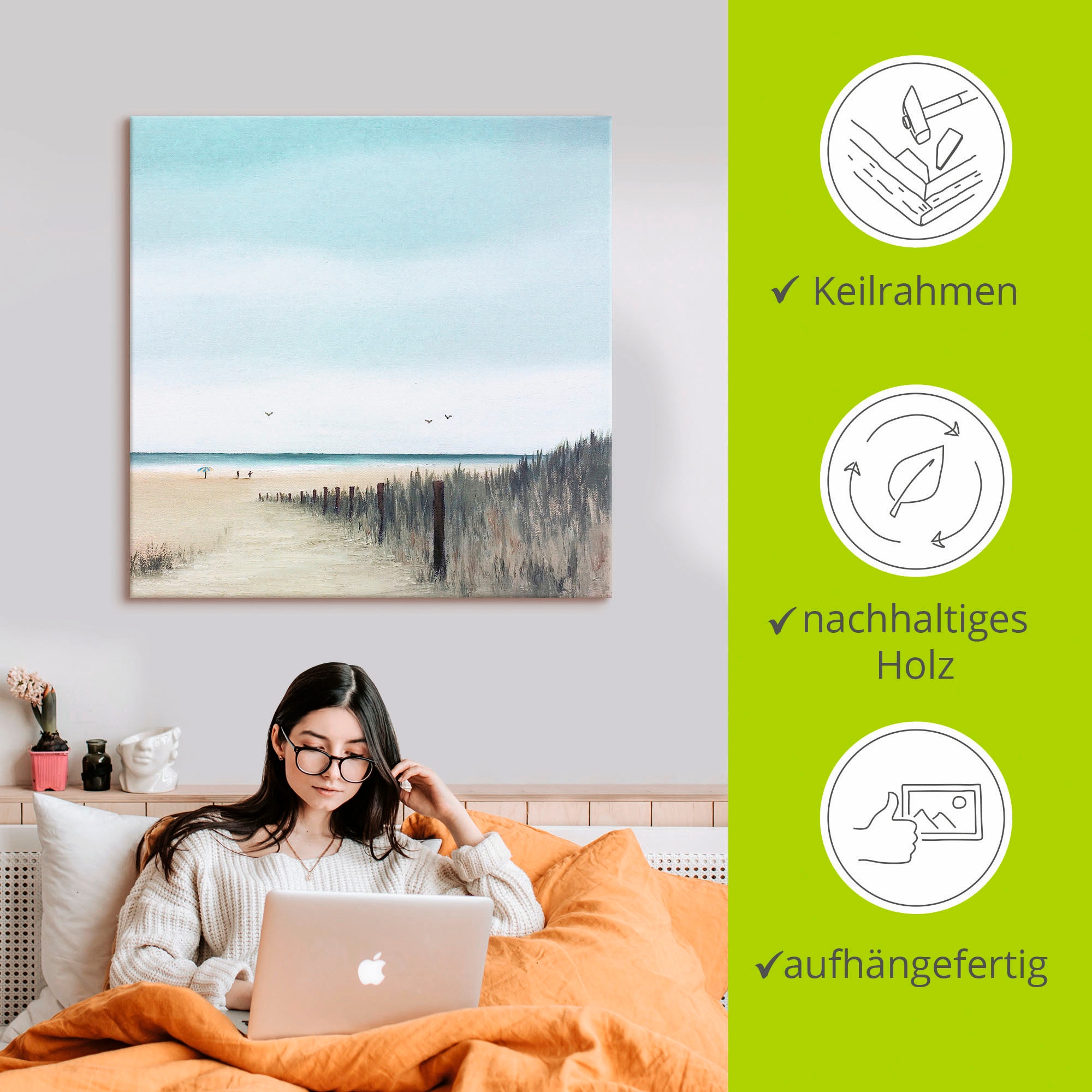 Artland Leinwandbild »Sonniger Morgen I« Strand 1 Stk. tlg. auf Holzrahmen gespannt