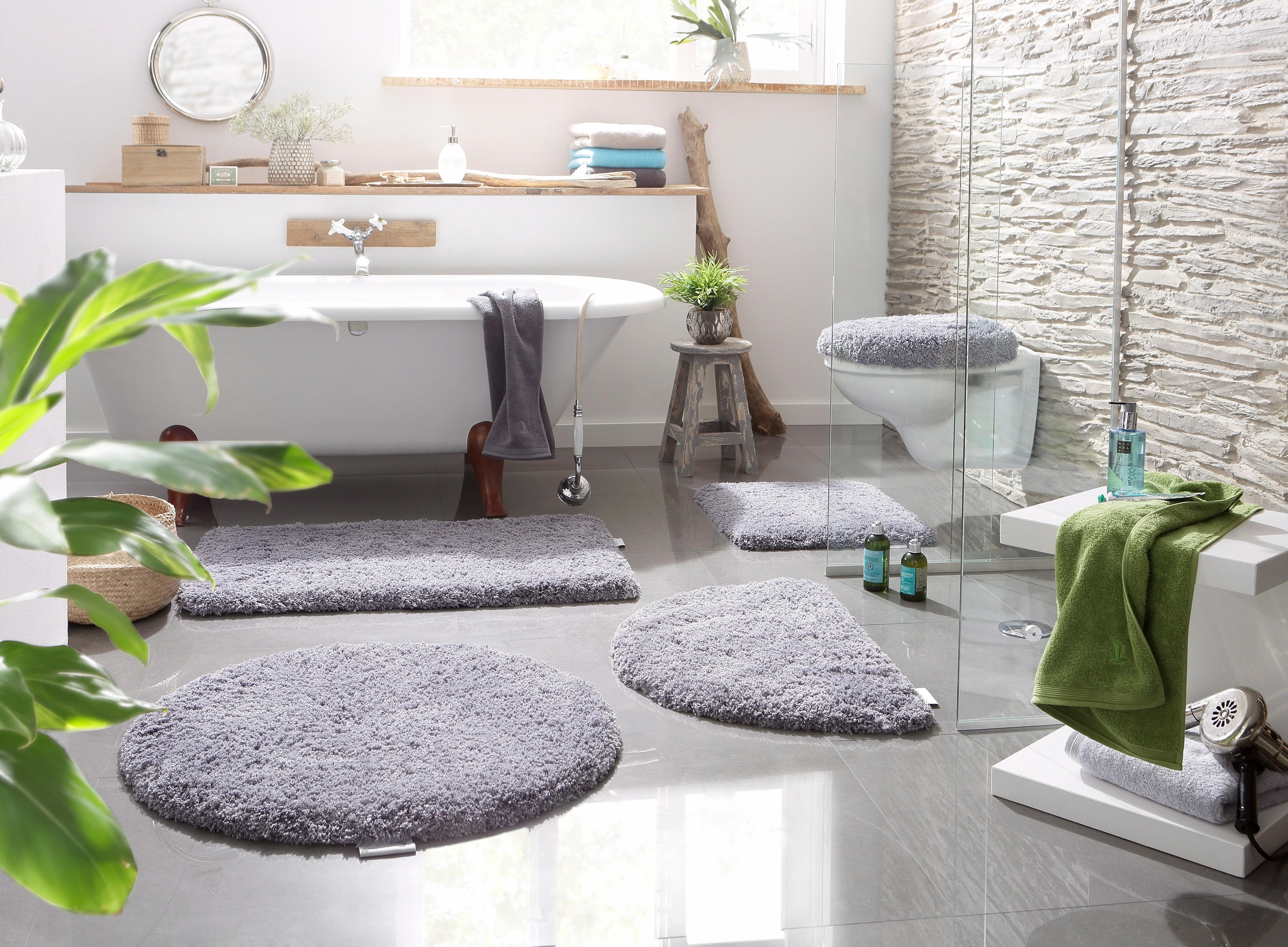 Möve Badematte »Superwuschel, Badvorleger, Badezimmer Teppich«, rutschhemmend beschichtet, strapazierfähig-schnell trocknend-fußbodenheizungsgeeignet, Mikrofaser-Badematte, Badteppich, rechteckig, rund & als 3-tlg. Set