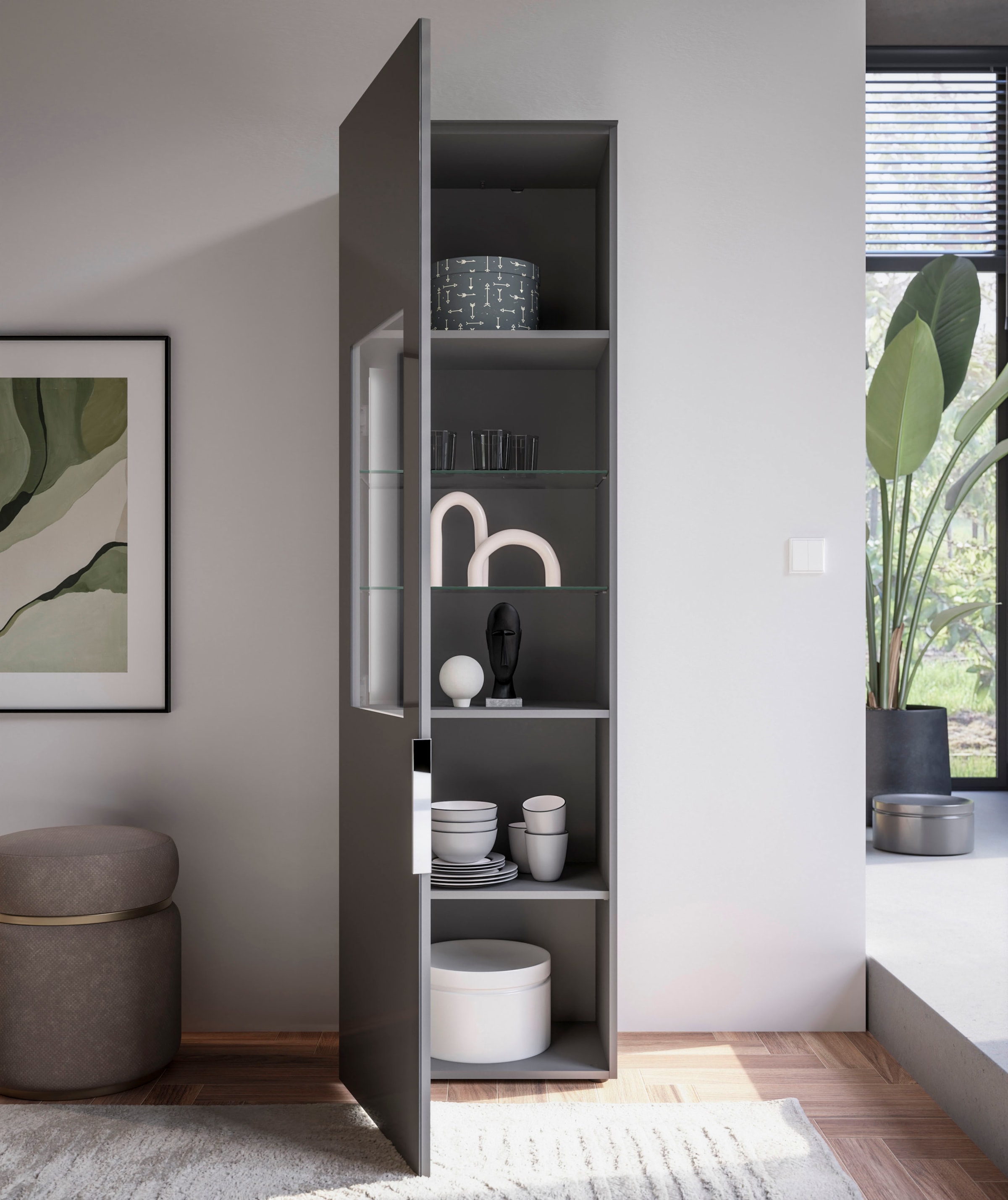 HBZ Vitrine 1 Stk. tlg. Breite 55cm, Glasfronten & Glasoberboden