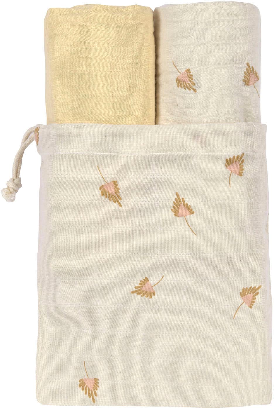 LÄSSIG Stoffwindeln »LÄSSIG X Raddis® Cotton, Einschlag- und Mulltuchset L, Curry«, (Set, 3 St.), mit wiederverwendbarem Baumwollbeutel
