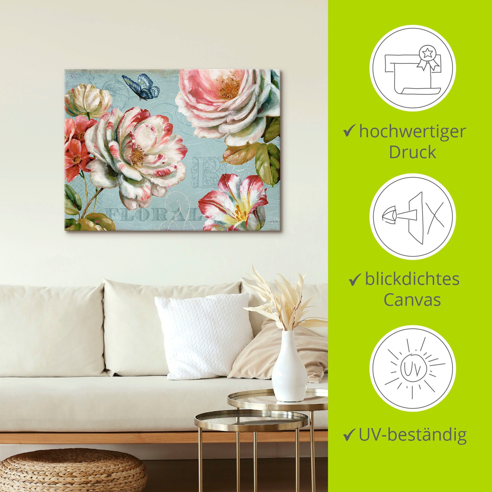 Artland Leinwandbild »Frühlingsromanze III«, Blumen, (1 St.), auf Keilrahmen gespannt