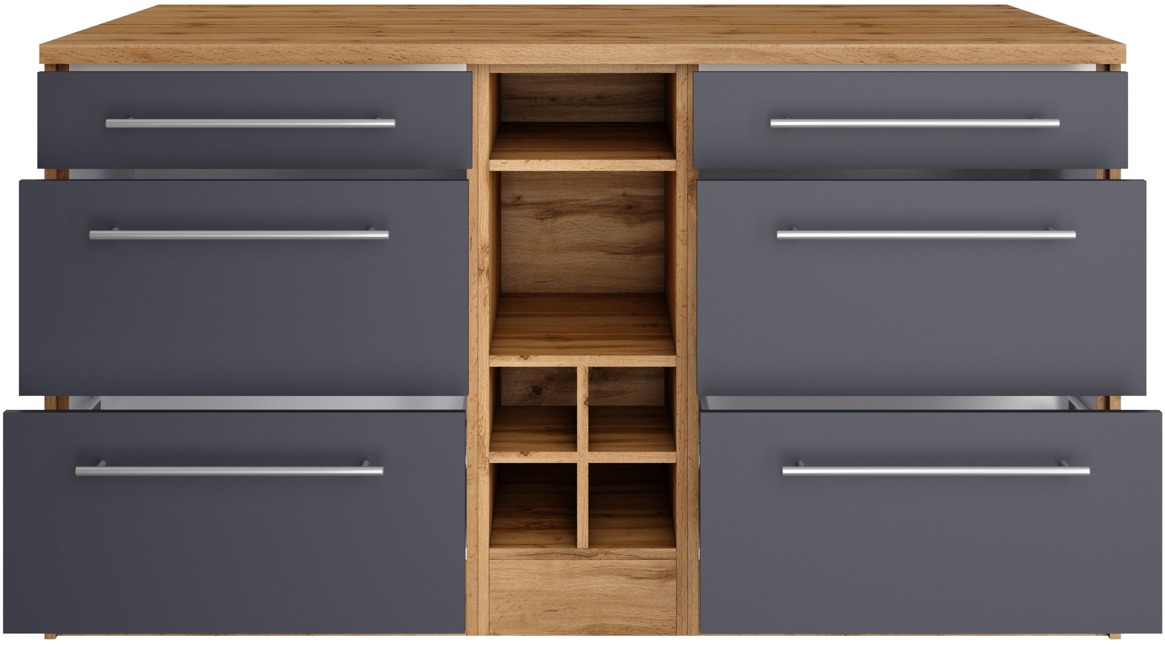 KOCHSTATION Kücheninsel »KS-Wien« Breite 153 cm, MDF-Fronten, Flaschenregal