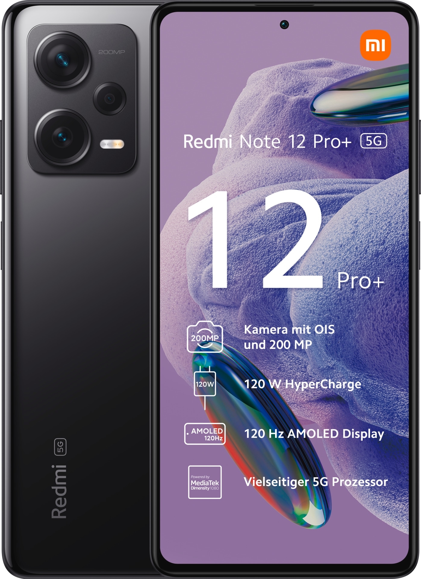 Einkaufsbummel Xiaomi Smartphone »Redmi Kamera 12 Note Pro+ Speicherplatz, Zoll, ➥ 200 16,94 3 XXL 256 MP Jahre Blau, UNIVERSAL | GB 5G cm/6,67 Garantie 8GB+256GB«