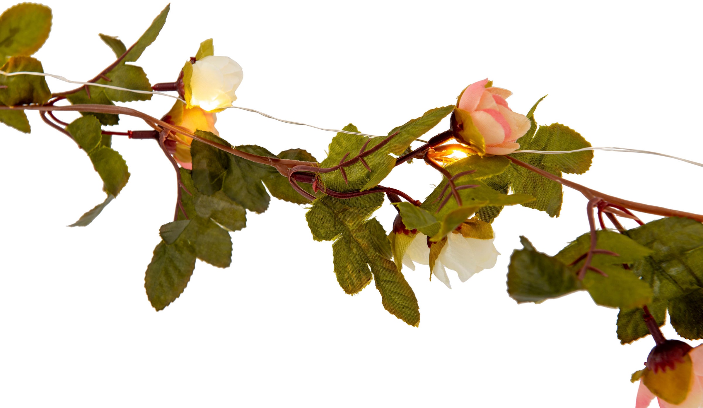 näve LED-Lichterkette »Röschen«, weiße und rosa Rosenblüten, warmweiße LED, Länge 420cm, Zuleitung 5m