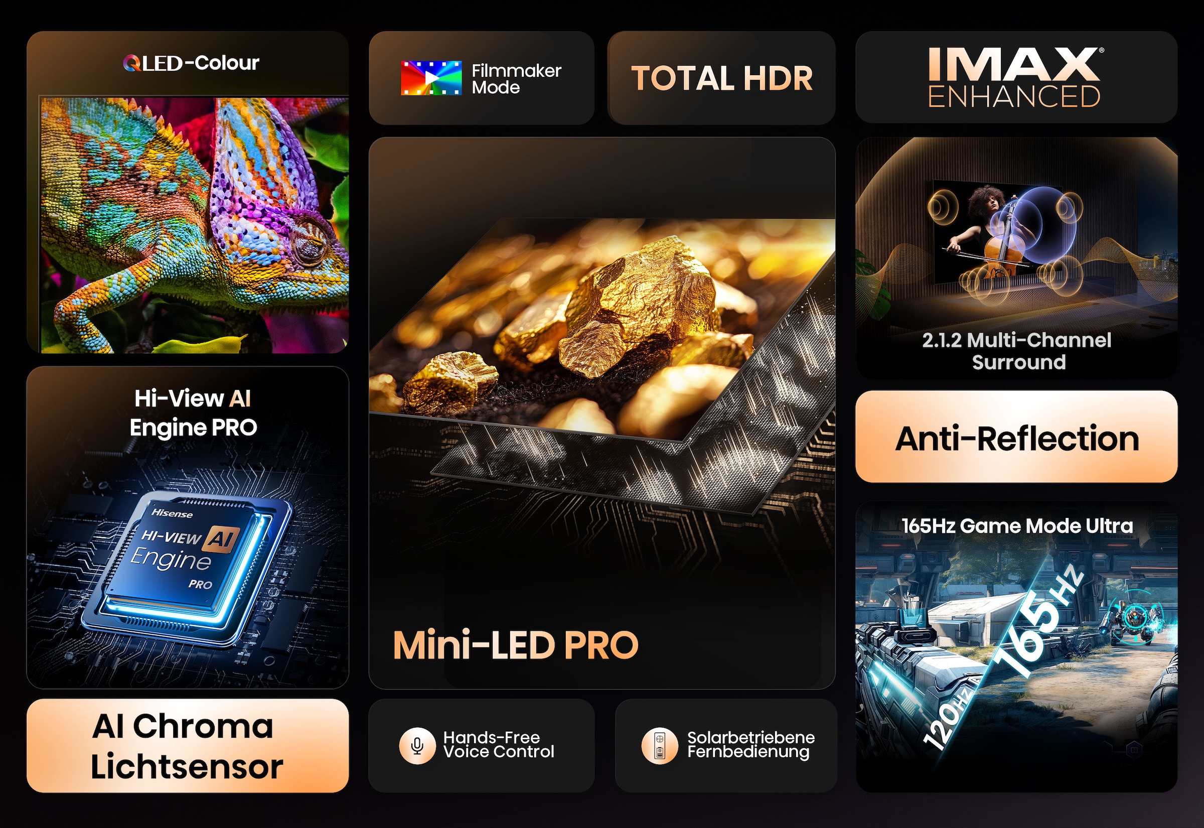 Hisense QLED Mini LED-Fernseher »55U7Q PRO« 139 cm/55 ″ Smart-TV 4K UHD MiniLED Smart TV