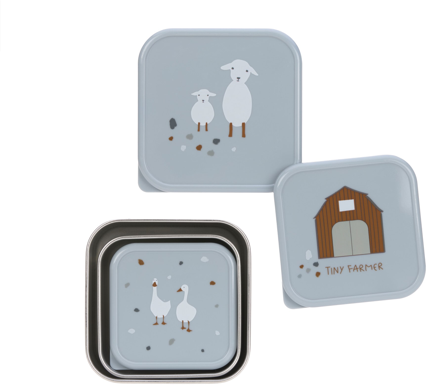 LÄSSIG Lunchbox »Tiny Farmer, Blue«, (3 tlg.)