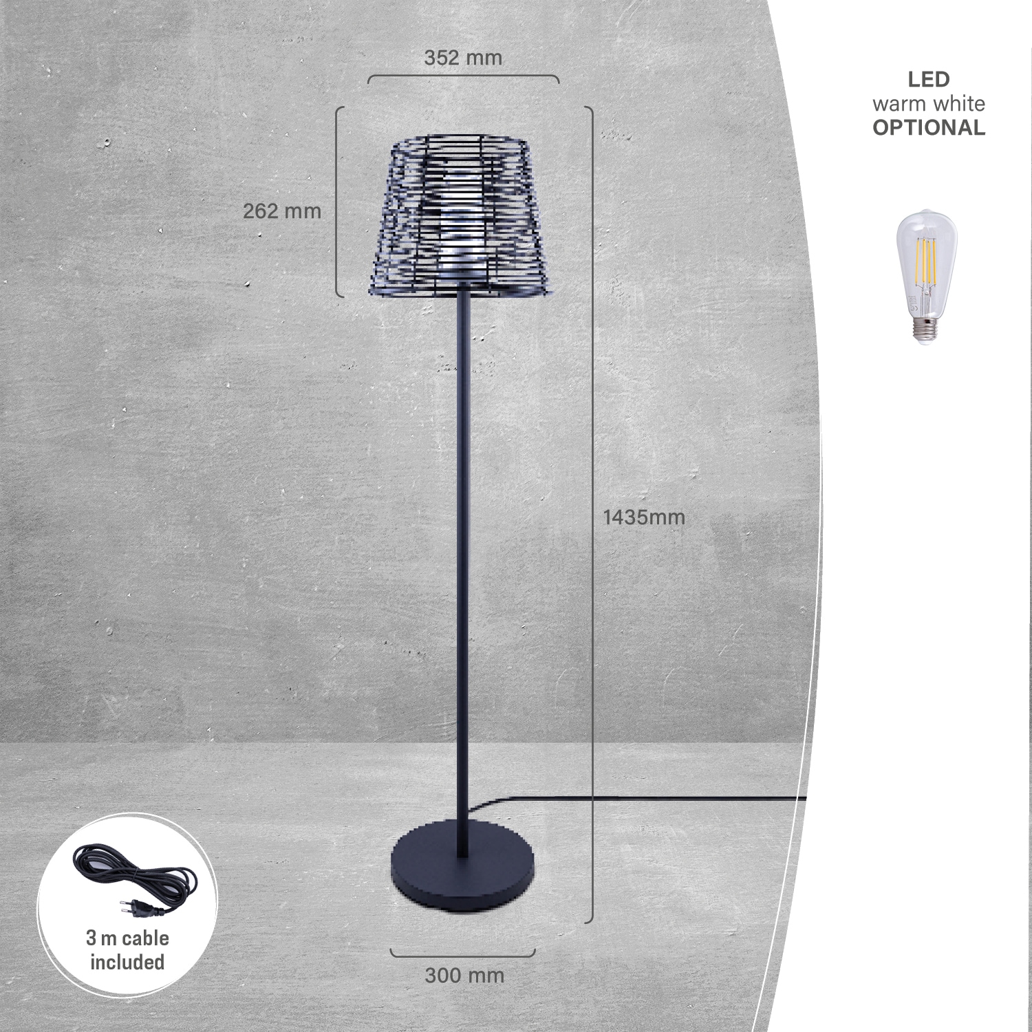 Paco Home Stehlampe »JAD, In- & Outdoor«, 1 flammig, Leuchtmittel E27 | ohne Leuchtmittel, Außenlampe, E27, Moderne Optik, IP44 spritzwassergeschützt