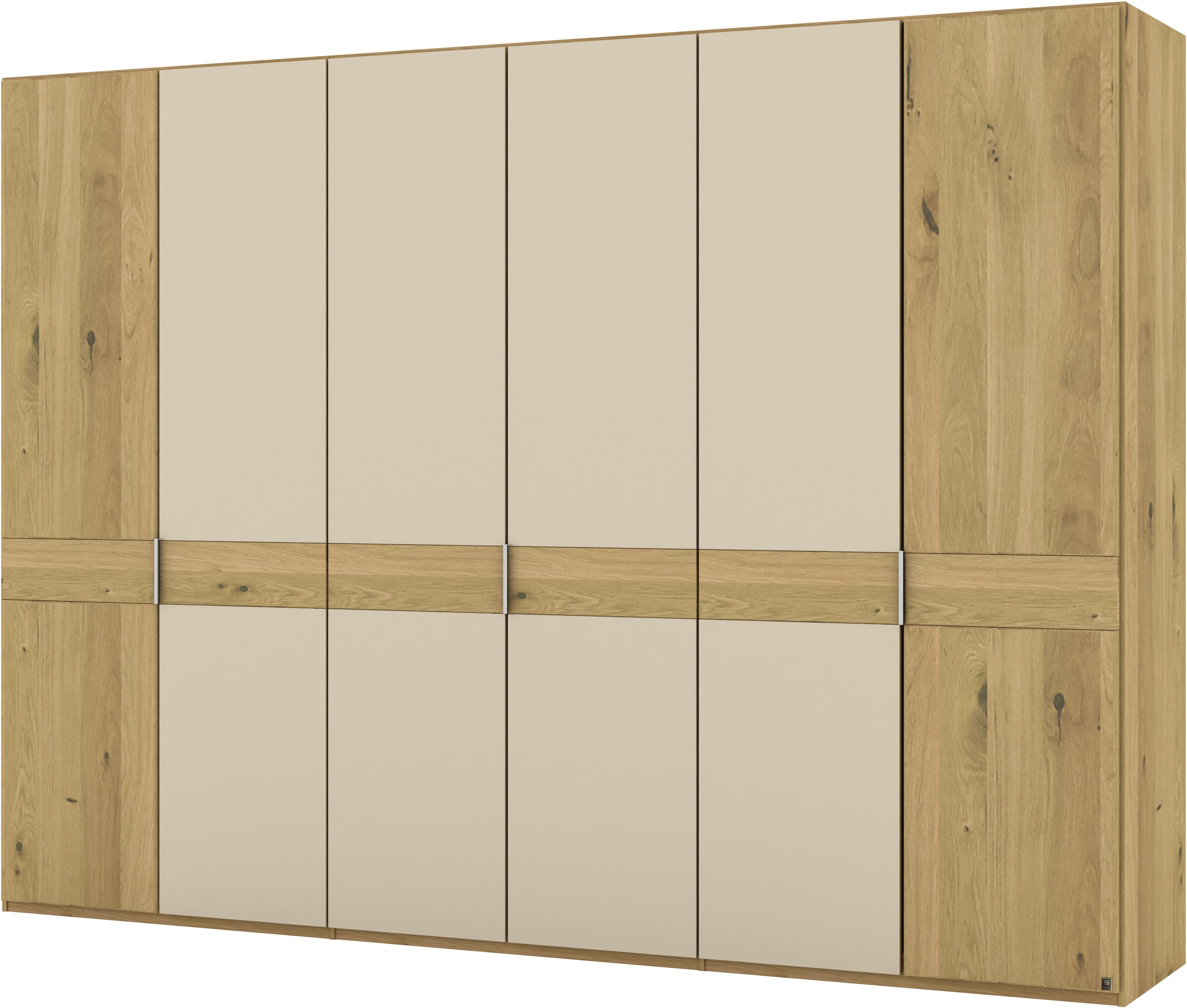 Musterring Drehtürenschrank »Savona, Kleiderschrank, Schrank, Garderobe, teilmassiv Eiche«, (mit Türdämpfern, mit Spiegel oder Glas, extra Böden, MADE IN GERMANY), Türen in Bianco-Eiche massiv, Spiegel-/Glastüren, verschiedene Größen